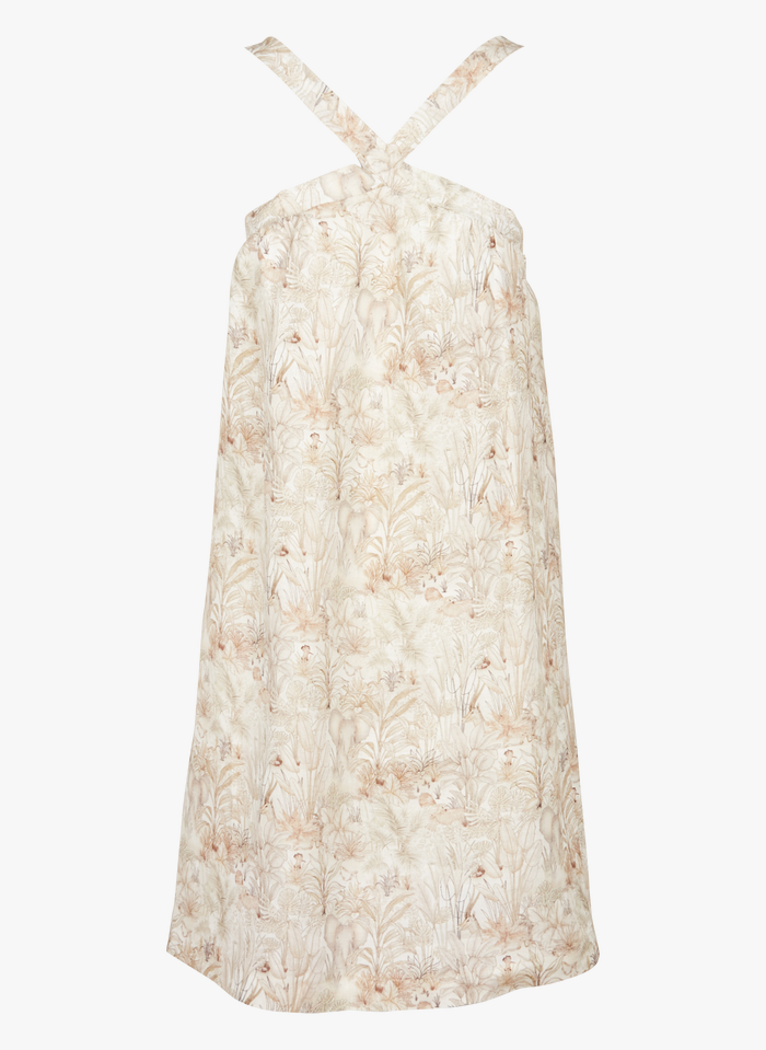 LA FEE MARABOUTEE Linnen jurk met print | Beige