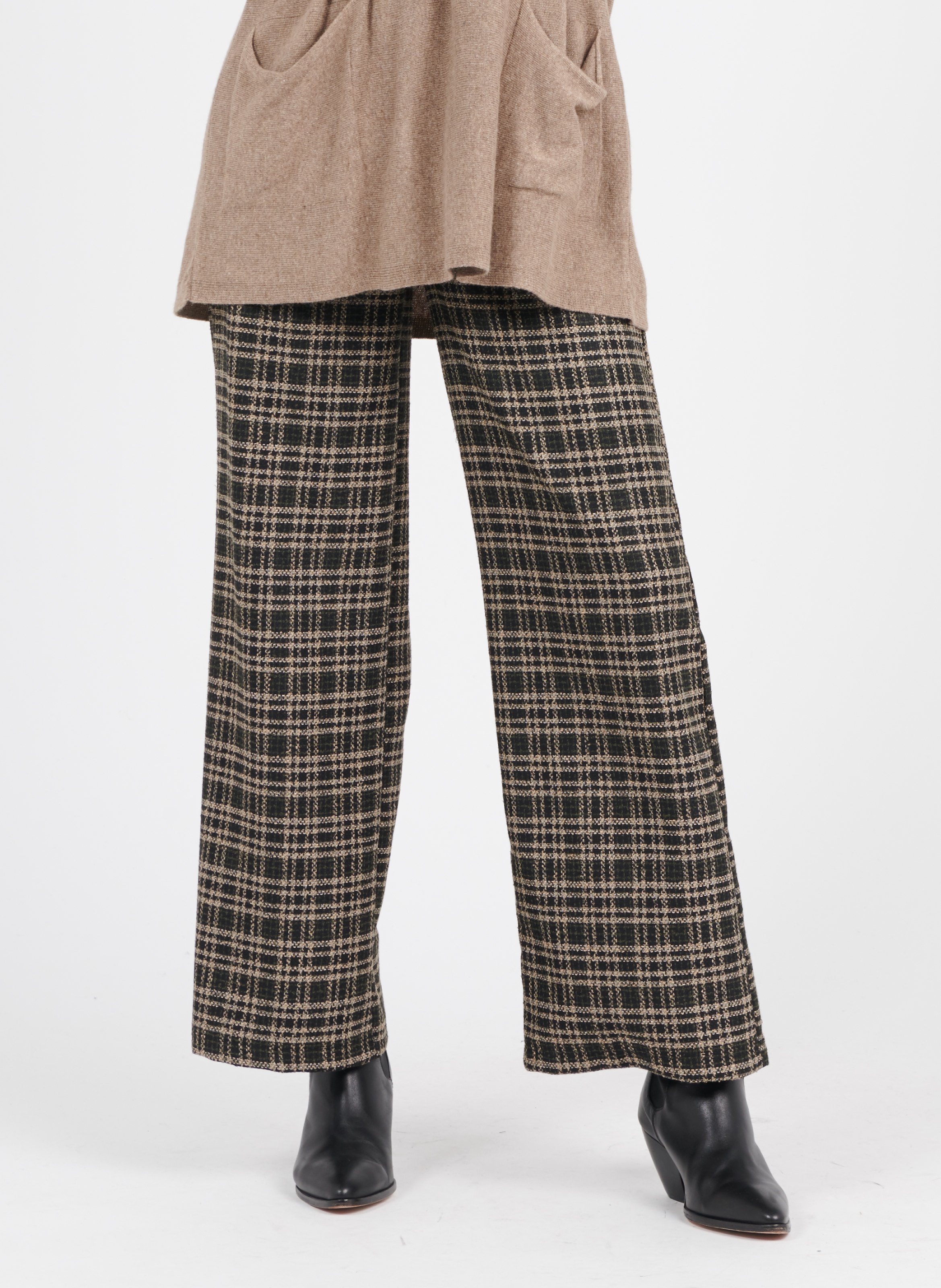 Wijde, Geruite Broek Met Hoge Taille Noir/kaki La Fee Maraboutee - Dames |  Place des Tendances