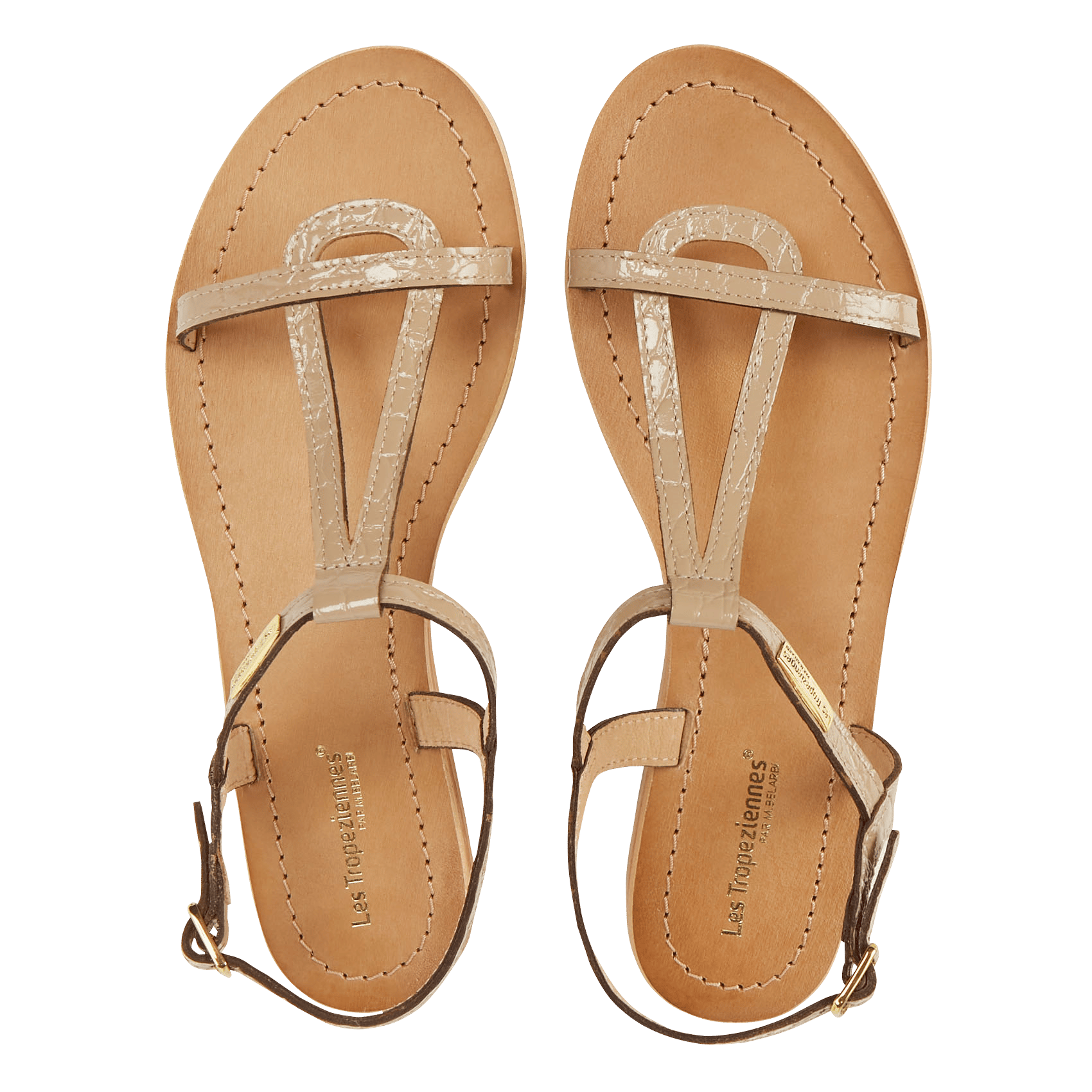 Platte Leren Sandalen Met Krokodillenprint Nude Les Tropeziennes Par  M.belarbi - Dames | Place des Tendances
