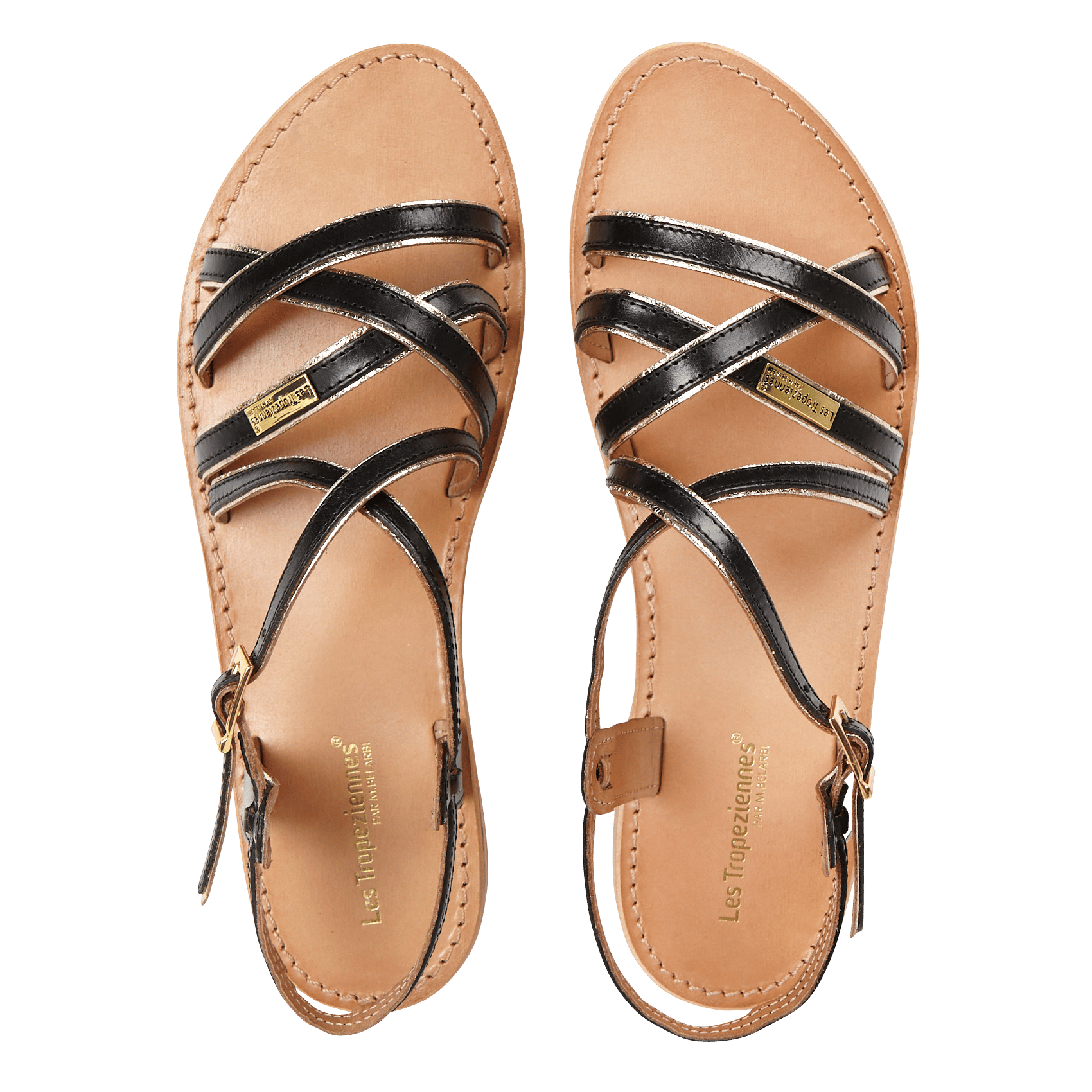 Platte Leren Sandalen Noir Les Tropeziennes - Dames | Place des Tendances