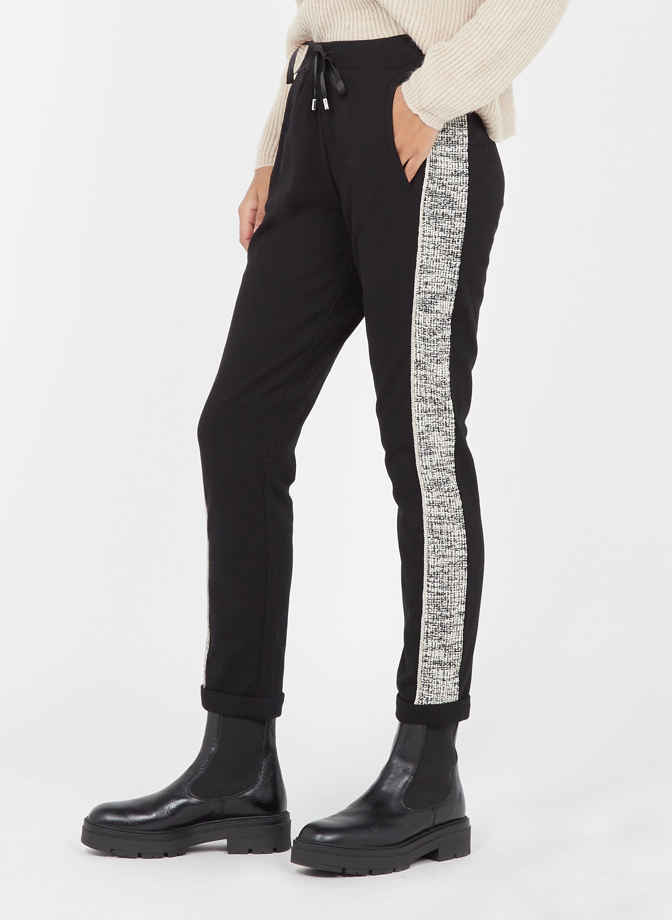 Rechte Broek Met Jacquard-details Black Liu Jo - Dames | Place des Tendances
