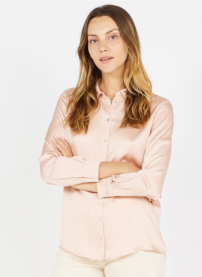 MAISON 123 Soepelvallende, satijnachtige blouse | Roze