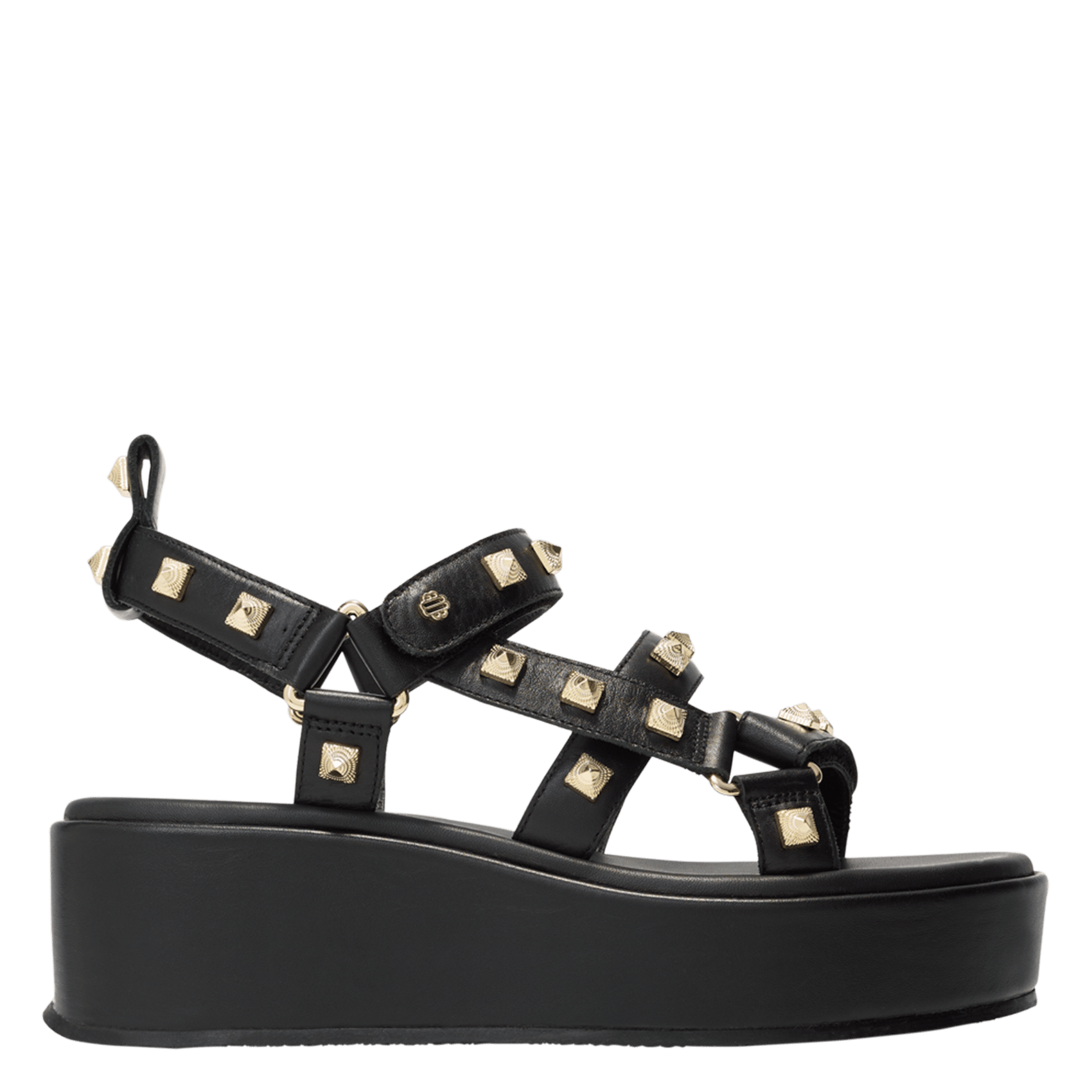 Leren Sandalen Met Sleehak En Studs Noir Maje - Dames | Place des Tendances