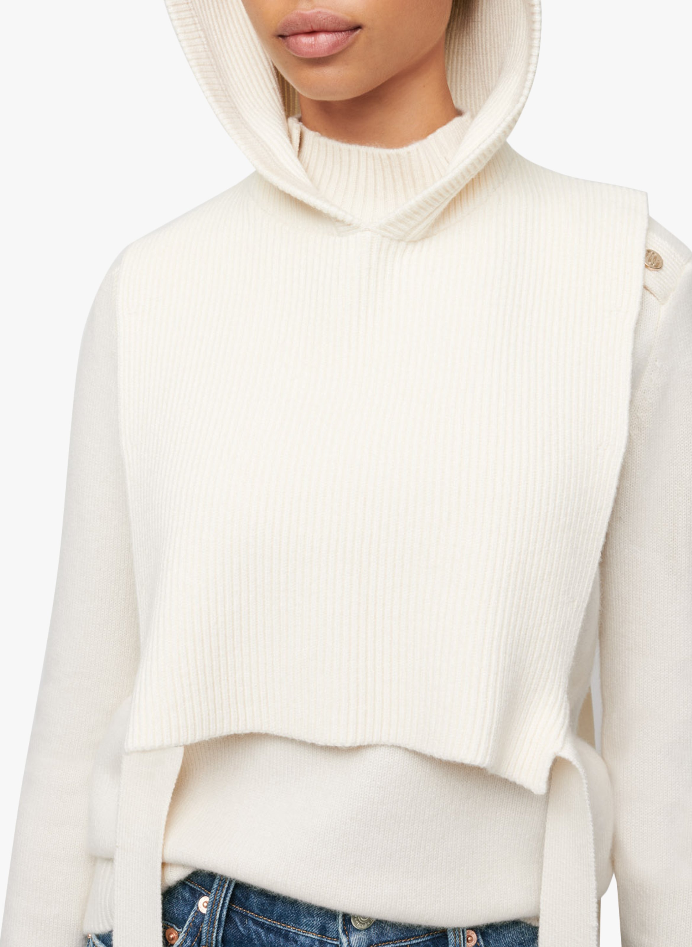 Mouwloze Trui Met Capuchon Ecru Maje - Dames | Place des Tendances