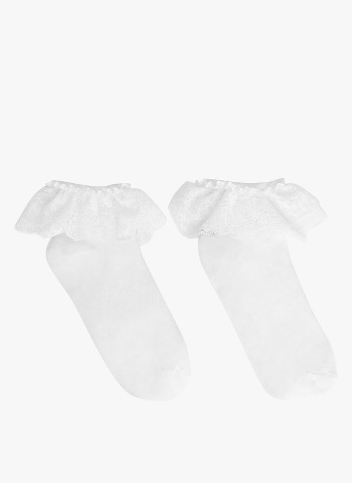 MAJE Sokken met volants en kant | Wit