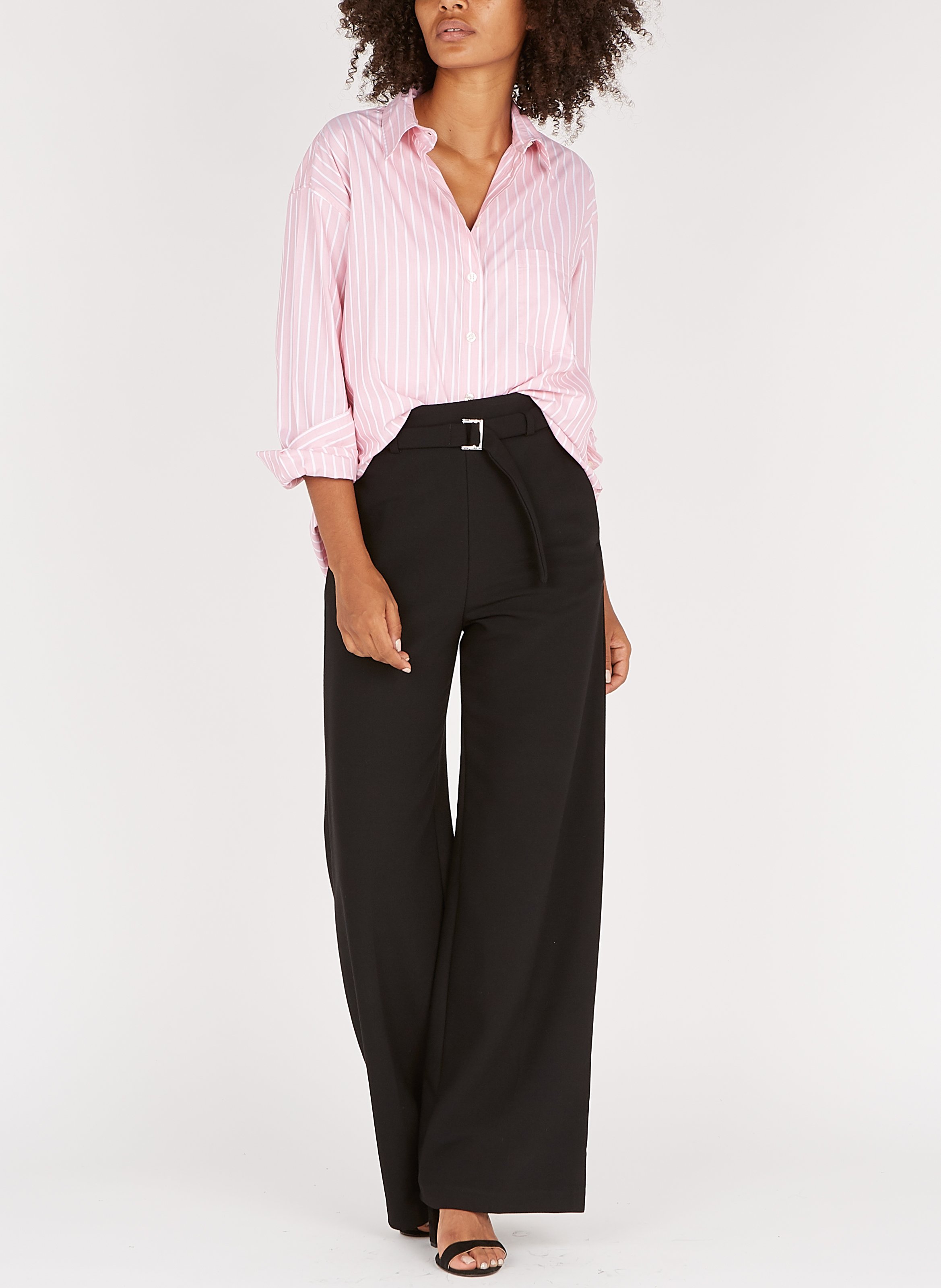 Wijde Broek Met Hoge Taille En Ceintuur Noir Maje - Dames | Place des  Tendances
