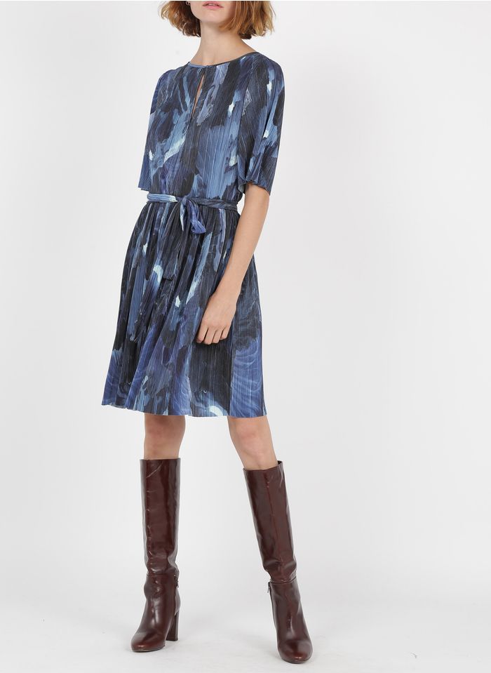 MAX&Co. Korte jurk met plooien en print | Blauw