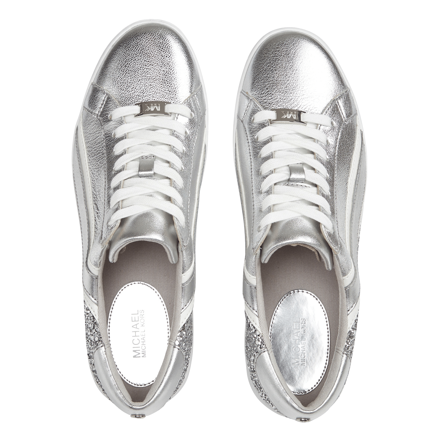 Lage, Glanzende, Leren Sneakers Silver Michael Kors - Dames | Place des  Tendances