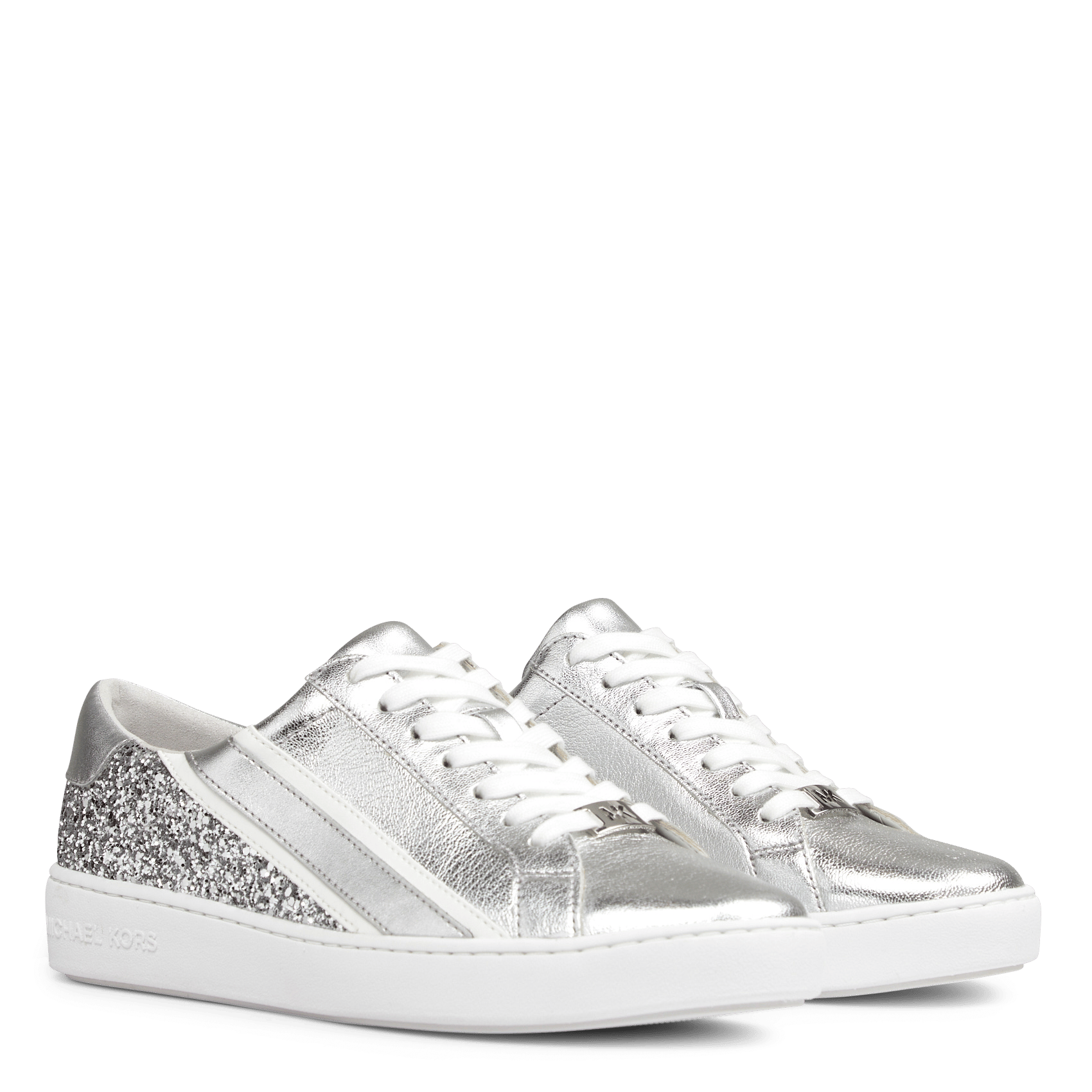 Lage, Glanzende, Leren Sneakers Silver Michael Kors - Dames | Place des  Tendances
