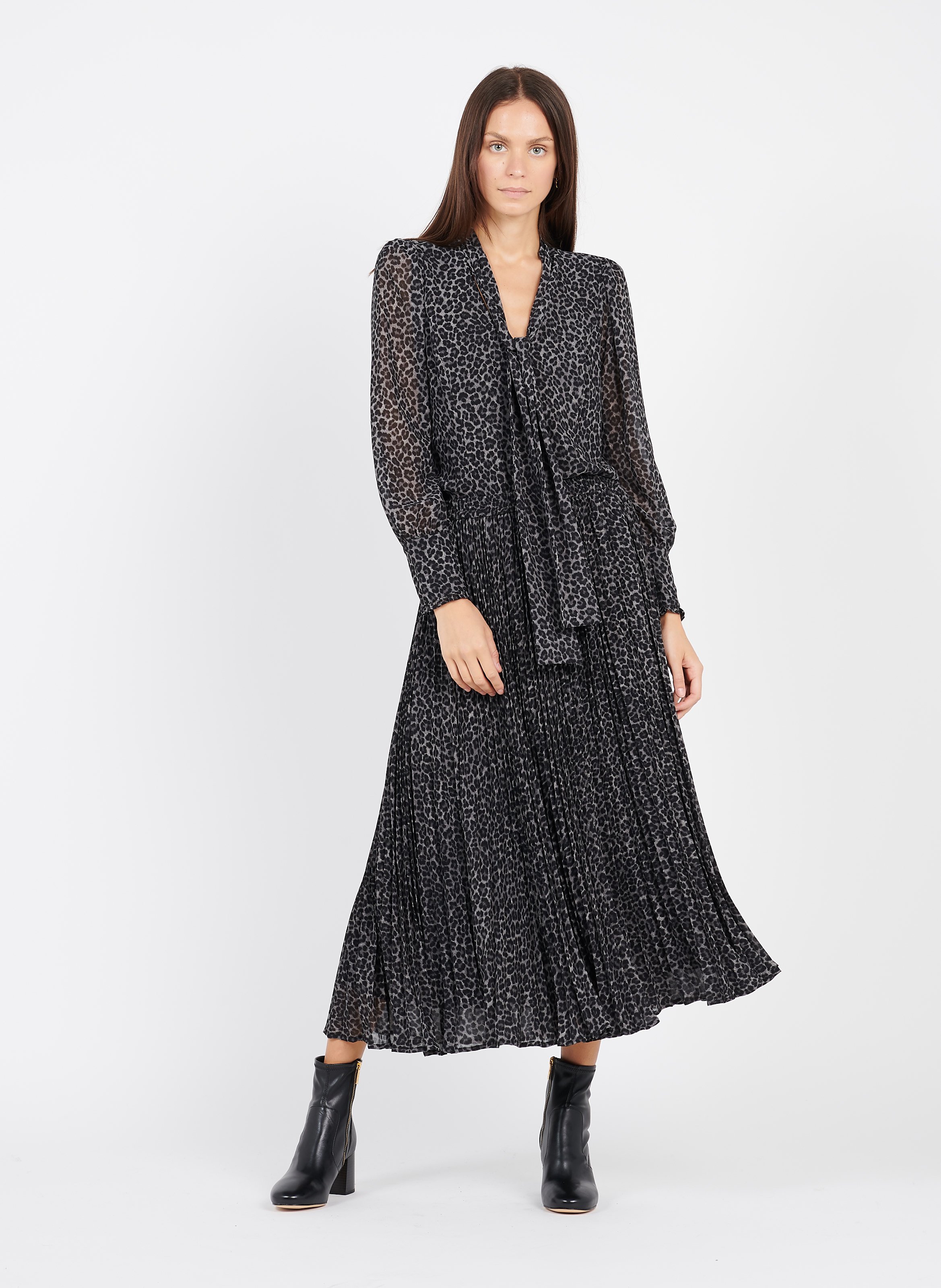 Blouse Met Strikkraag En Panterprint Malachitegry Michael Kors - Dames |  Place des Tendances