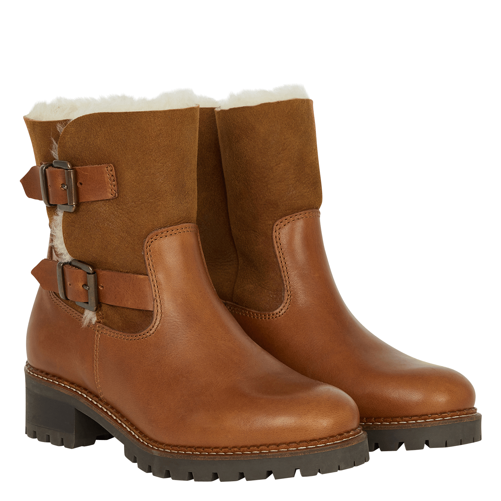 Leren Boots Met Bont Cuir Minelli - Dames | Place des Tendances
