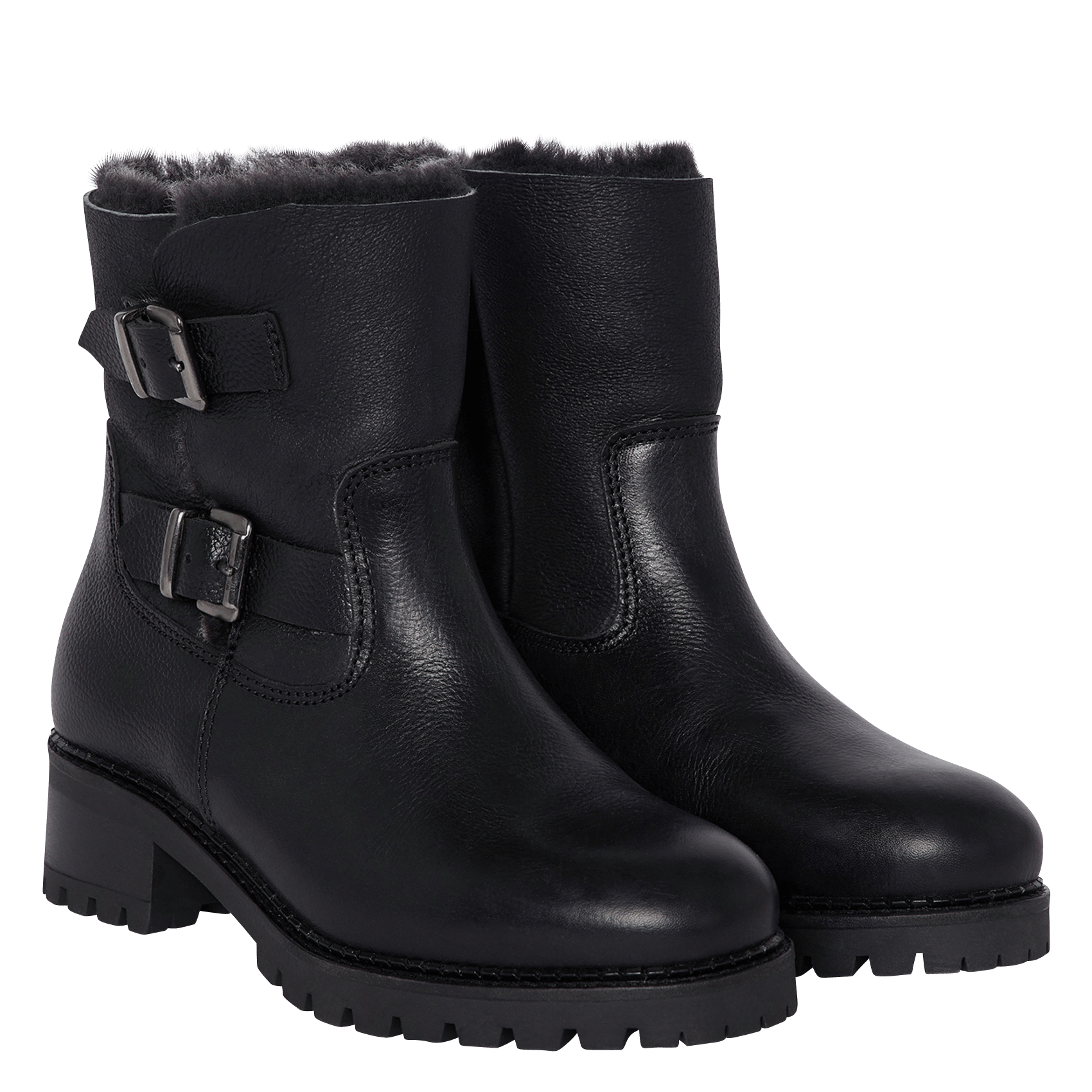 Leren Boots Met Bont Noir Minelli - Dames | Place des Tendances
