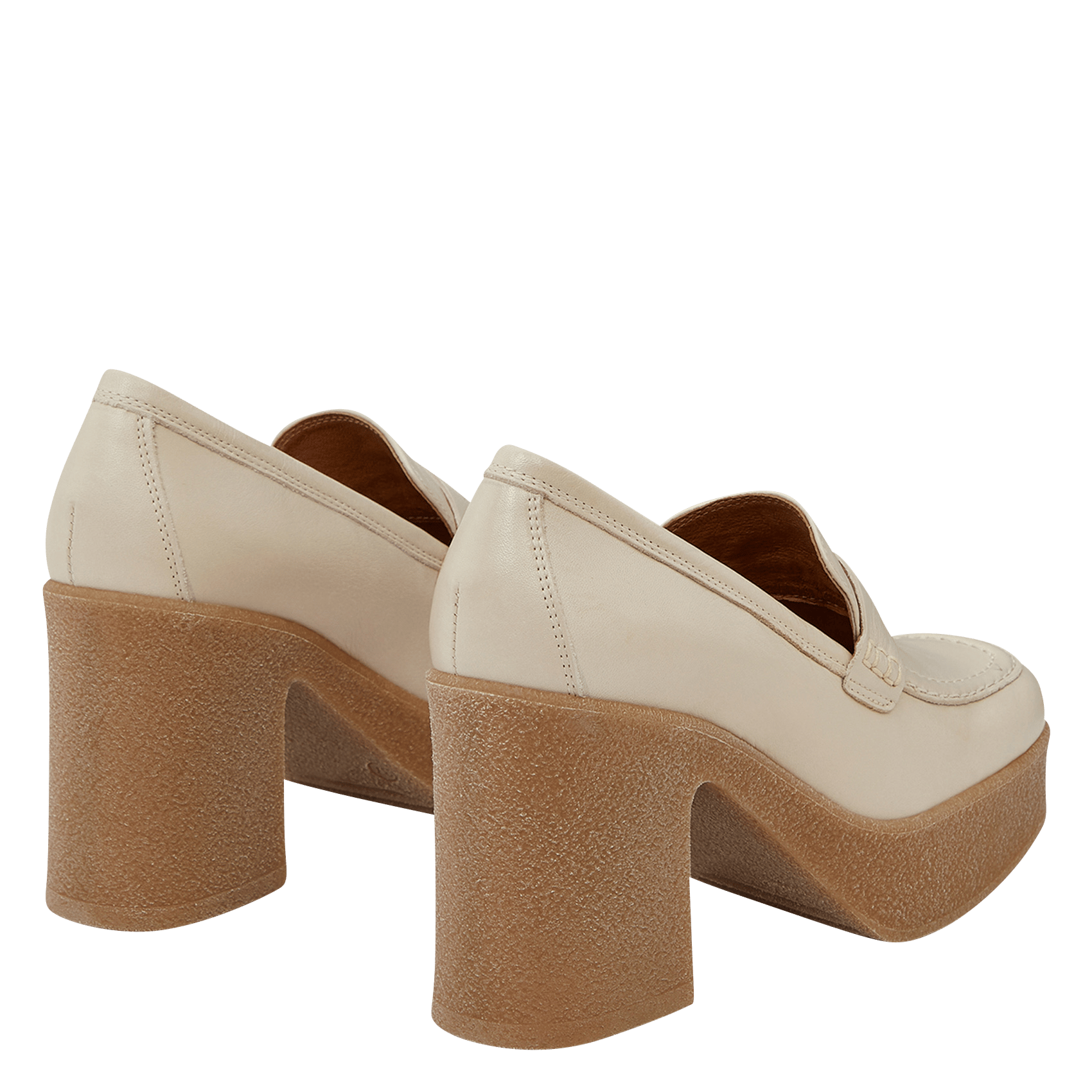 Leren Loafers Met Hak Ecru Minelli - Dames | Place des Tendances