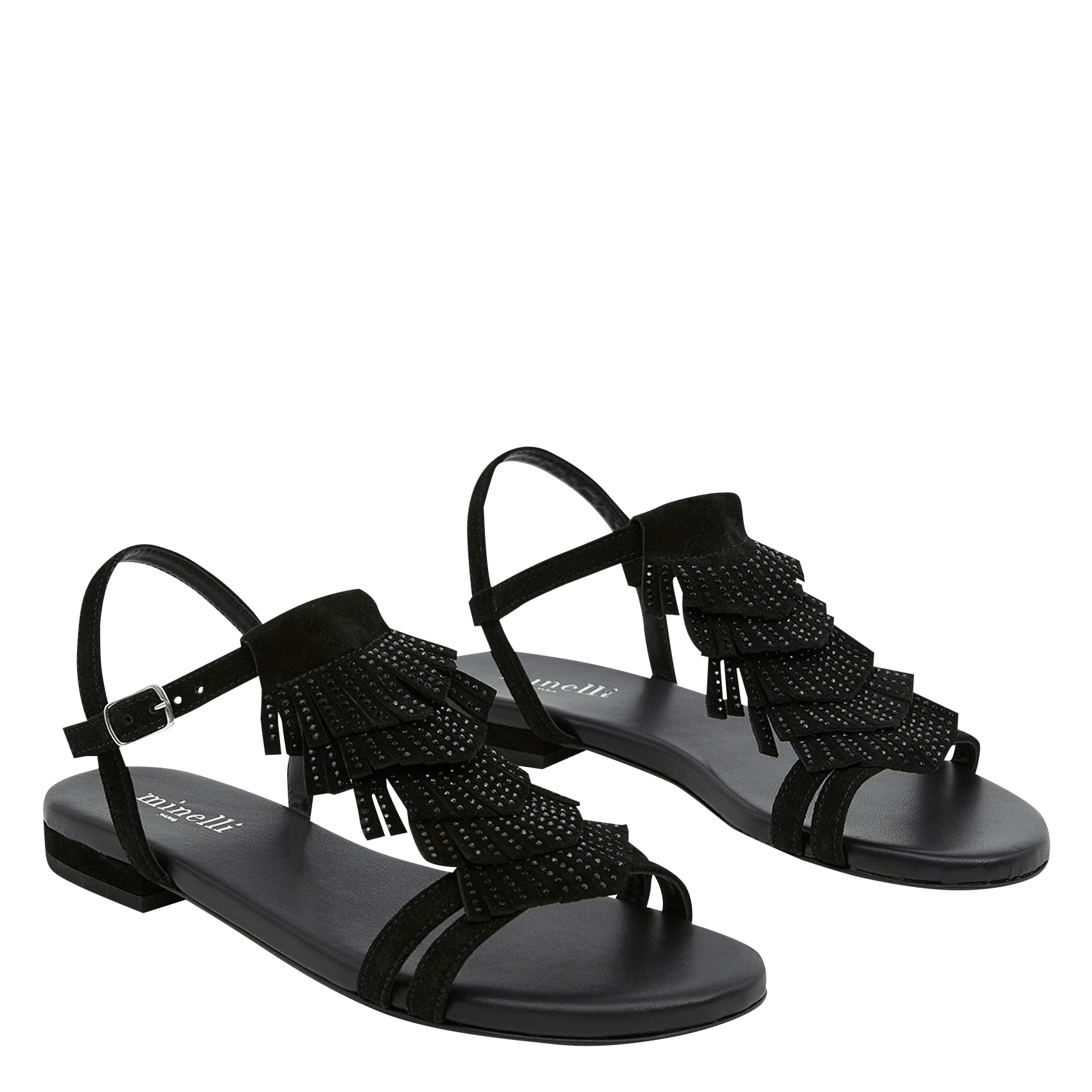Leren Sandalen Met Franjes Noir Minelli - Dames | Place des Tendances
