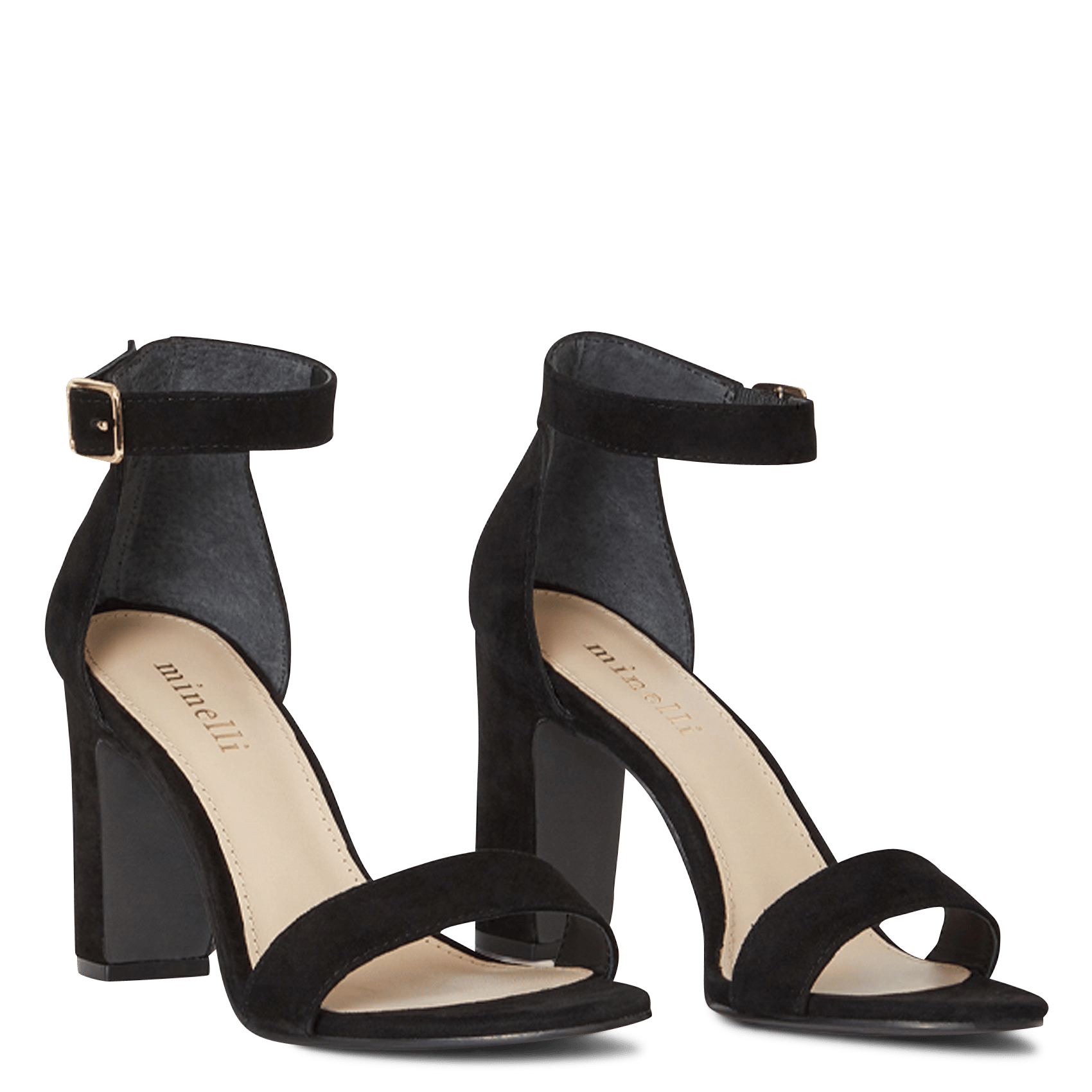 Beige leren sandalen met hak - Dames | MANFIELD