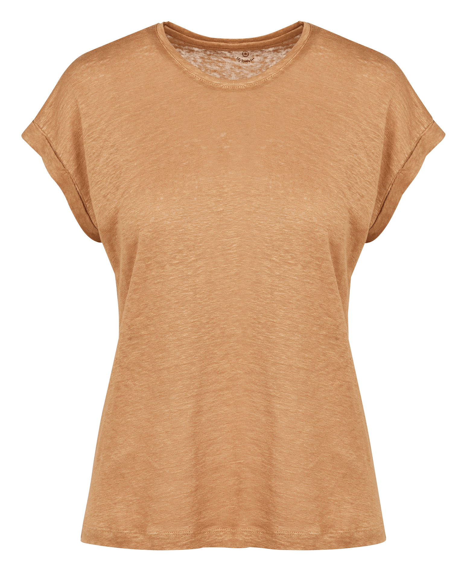 Linnen T-shirt Met Ronde Hals Sand Mkt 