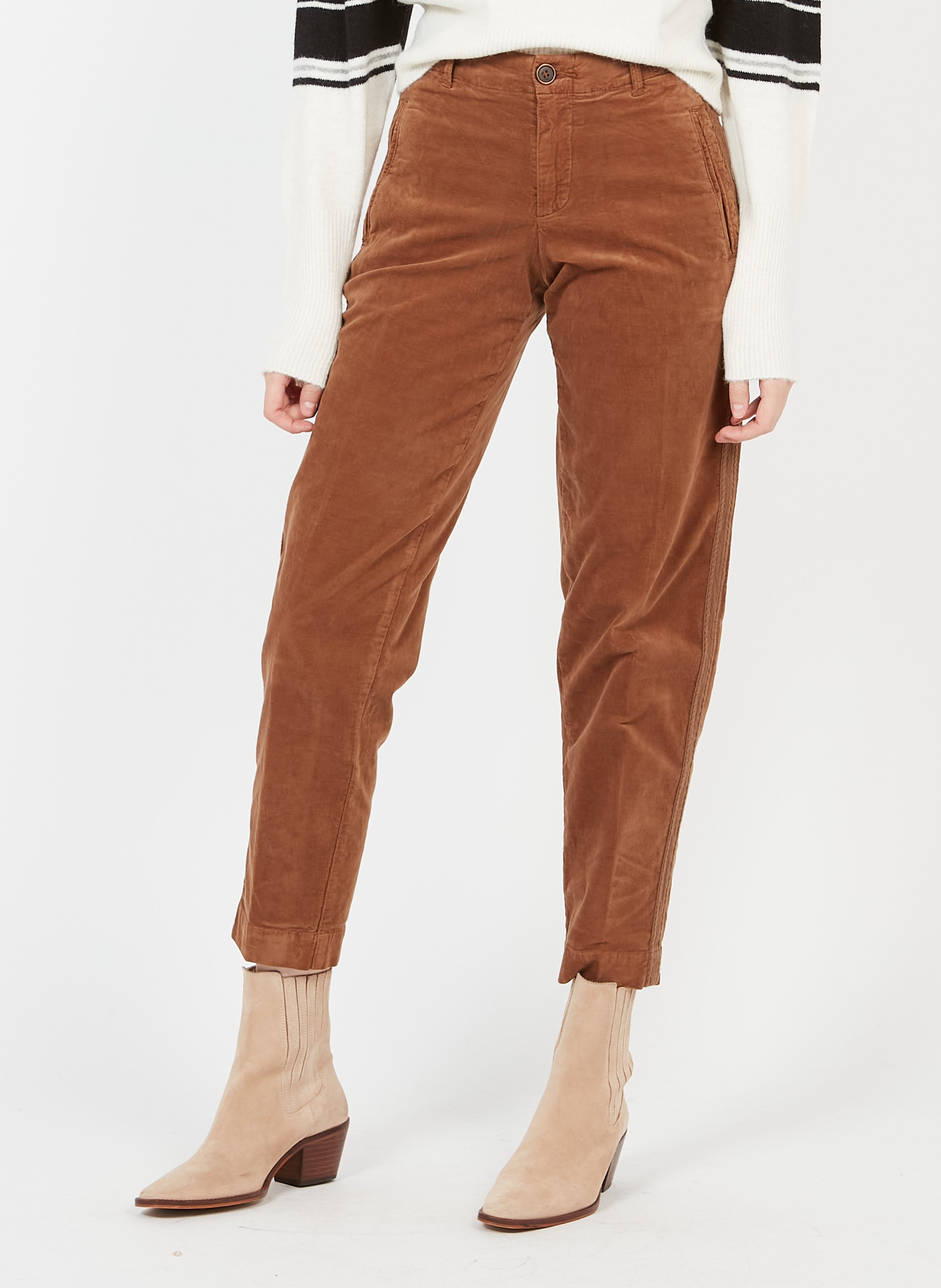 Rechte Broek Van Velours Beige Mkt - Dames | Place des Tendances