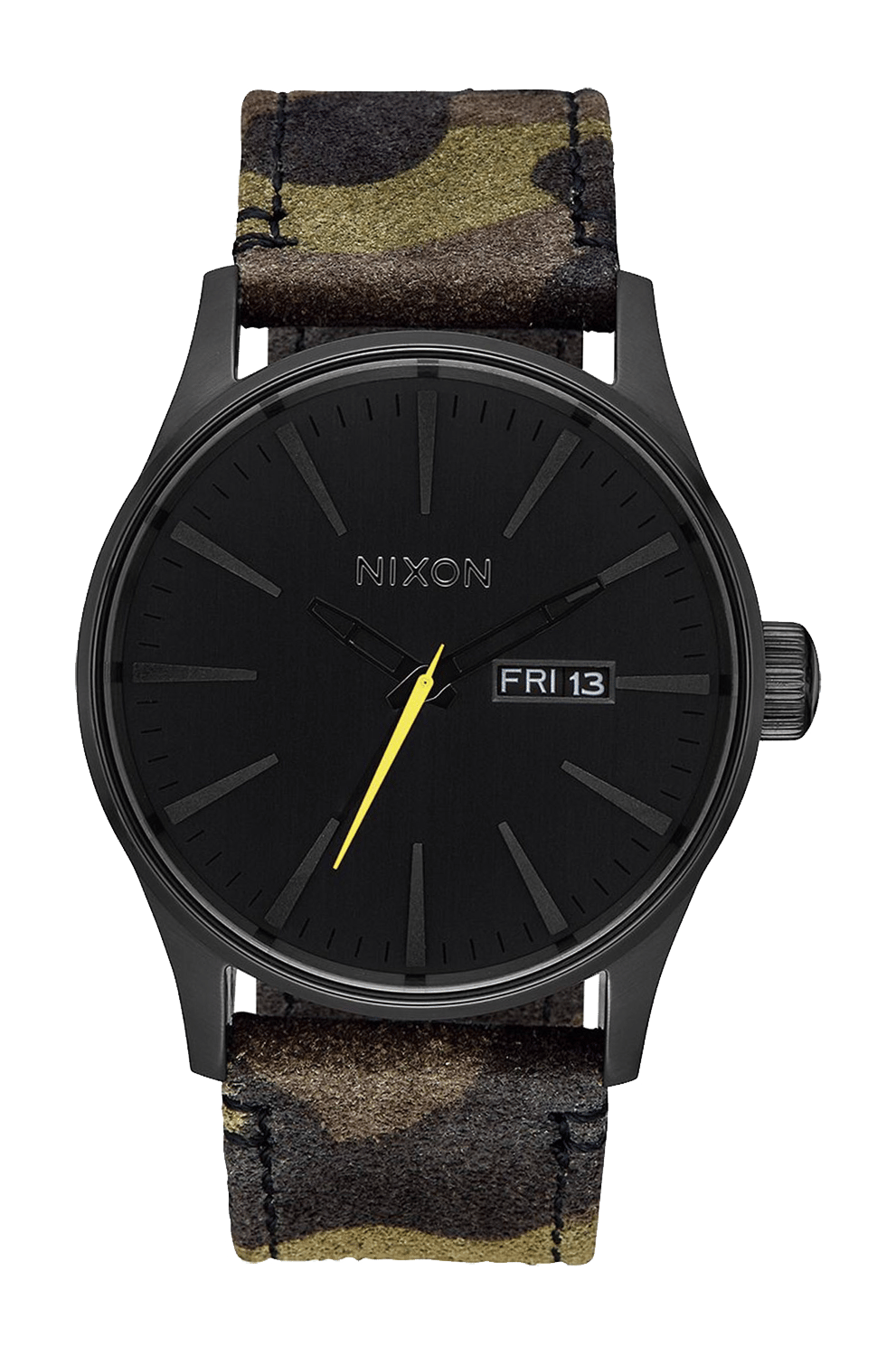 Horloge Met Leren Bandje - The Sentry Black / Camo / Volt Nixon - Heren |  Place des Tendances
