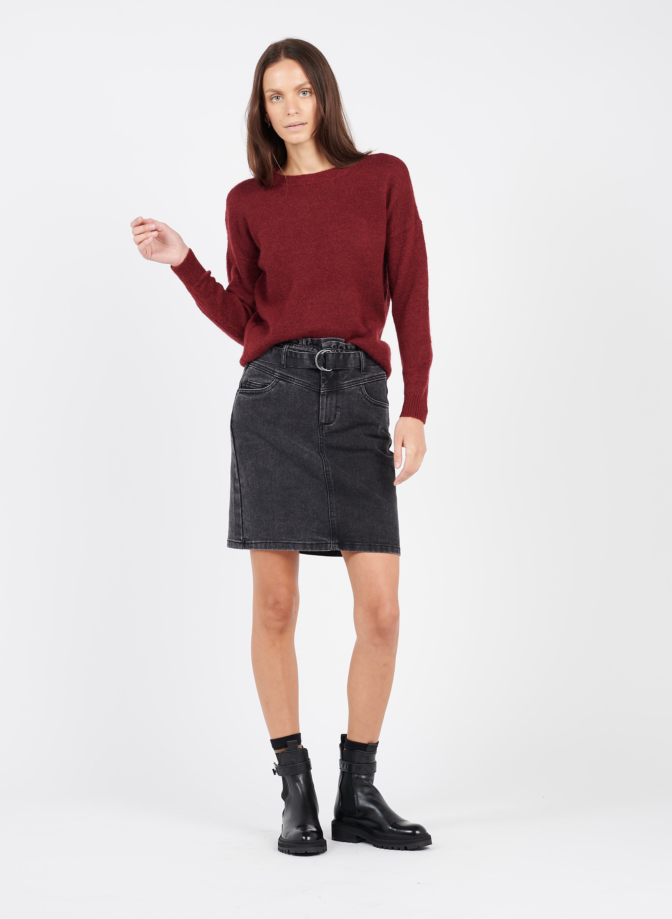 Leren Enkellaarzen Met Ronde Neus En Rubberzool Black Polido/ Black Calf  Billi Bi - Dames | Place des Tendances
