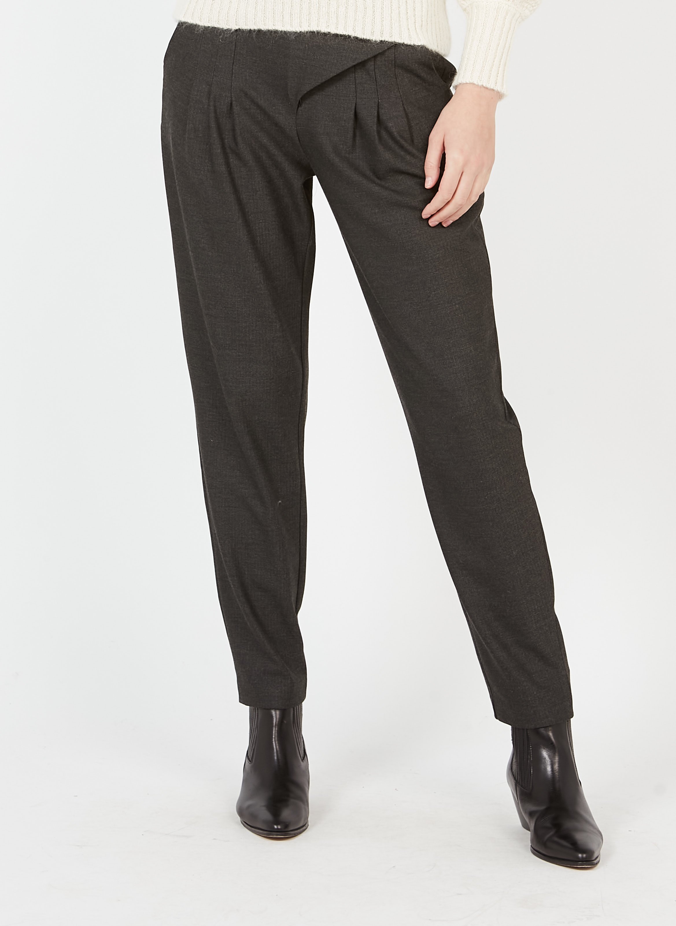 Wijde hoge taille broeken in de kleur grijs voor dames | KLEDING.nl