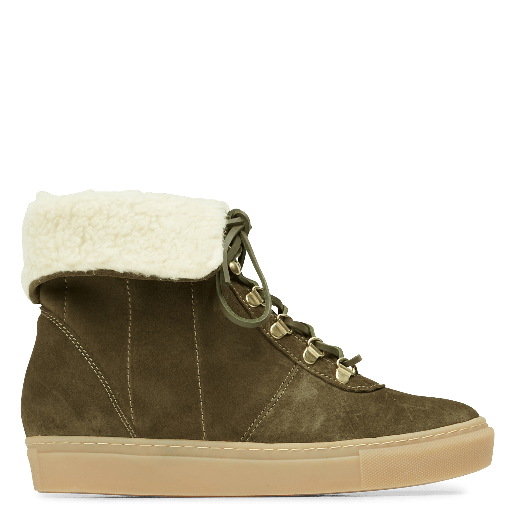 Sale Hoge Sneakers Van Suèdeleer Met Bont Charcol Petite Mendigote - Dames  | Place des Tendances