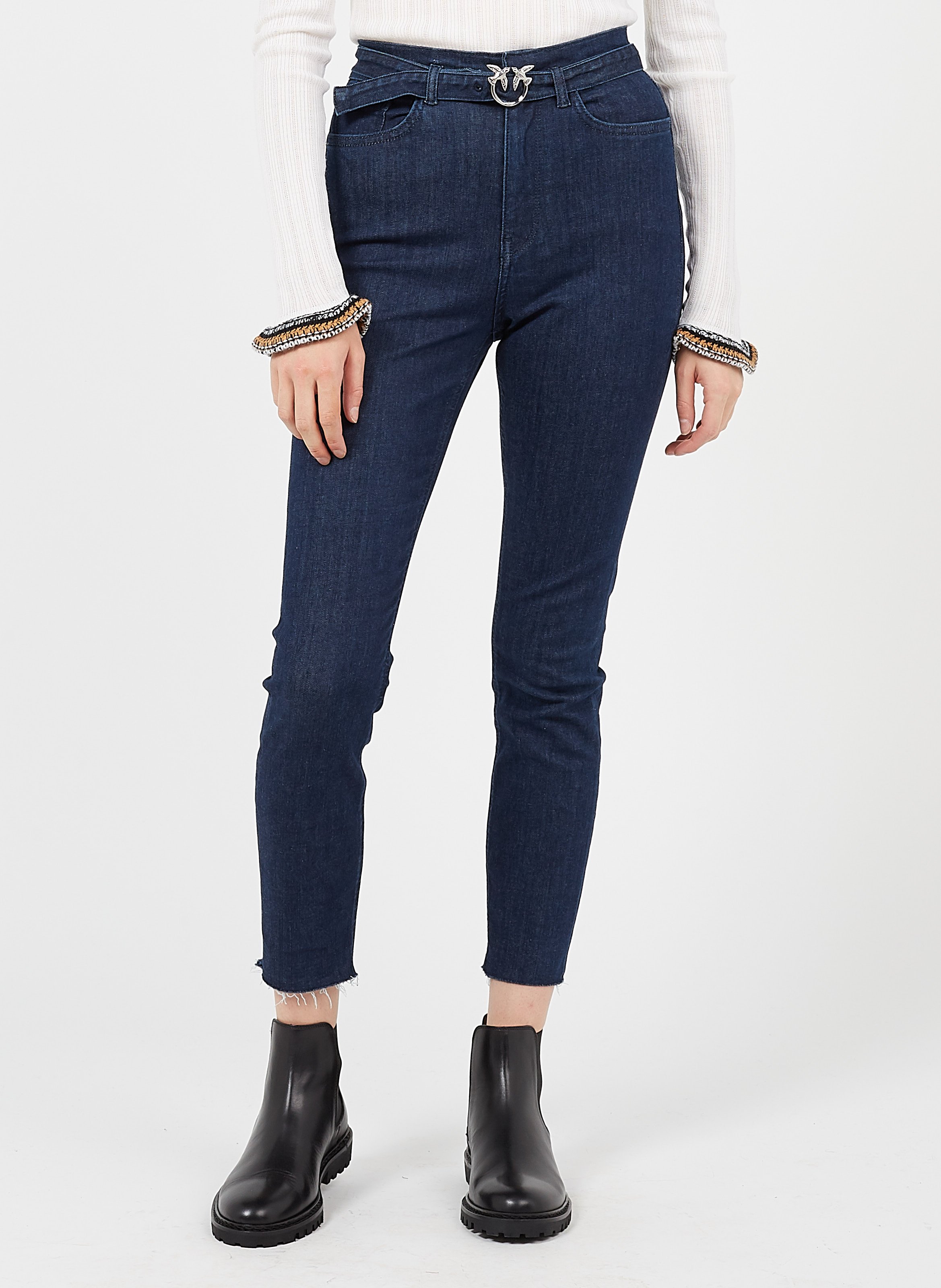 Witte sneakers met zwart logo Pinko