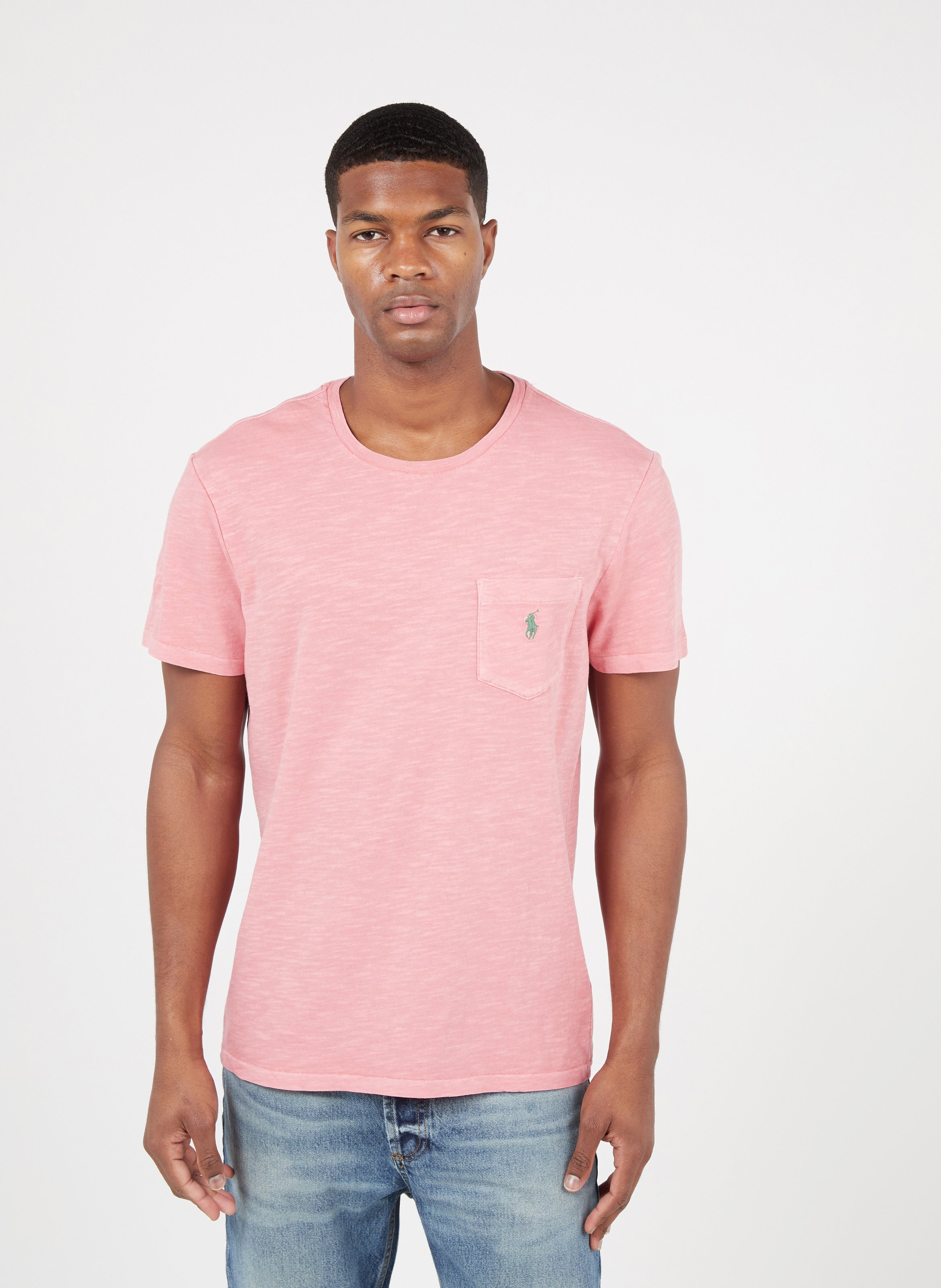 Roze Heren Shirt met Gebleekte Wassing - Black-Leo.nl