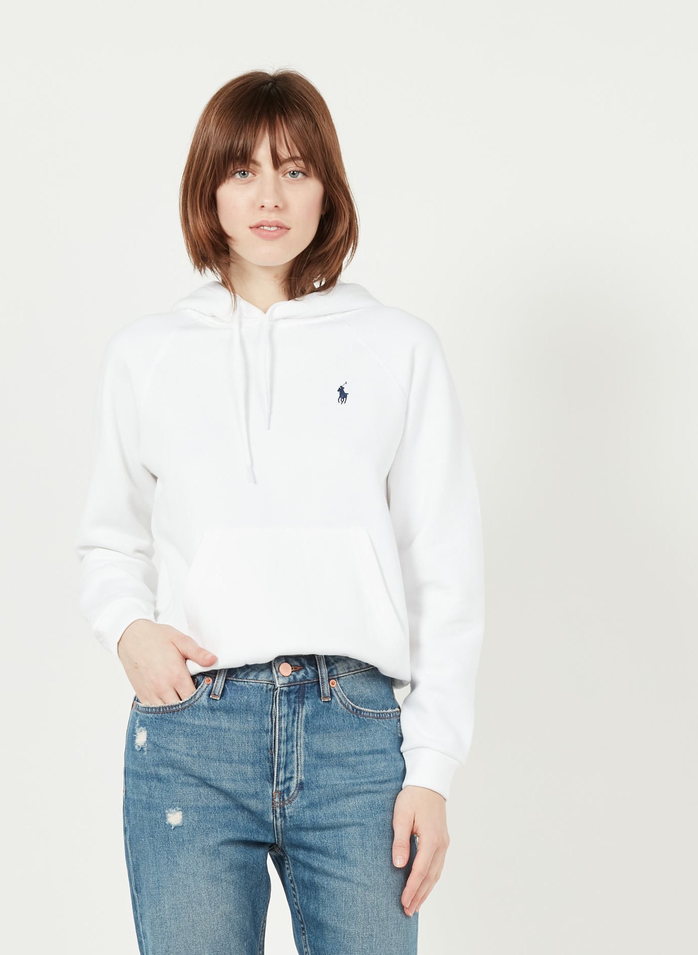 Sweater Van Katoenmix Met Capuchon En Borduursel White Polo Ralph Lauren -  Dames | Place des Tendances