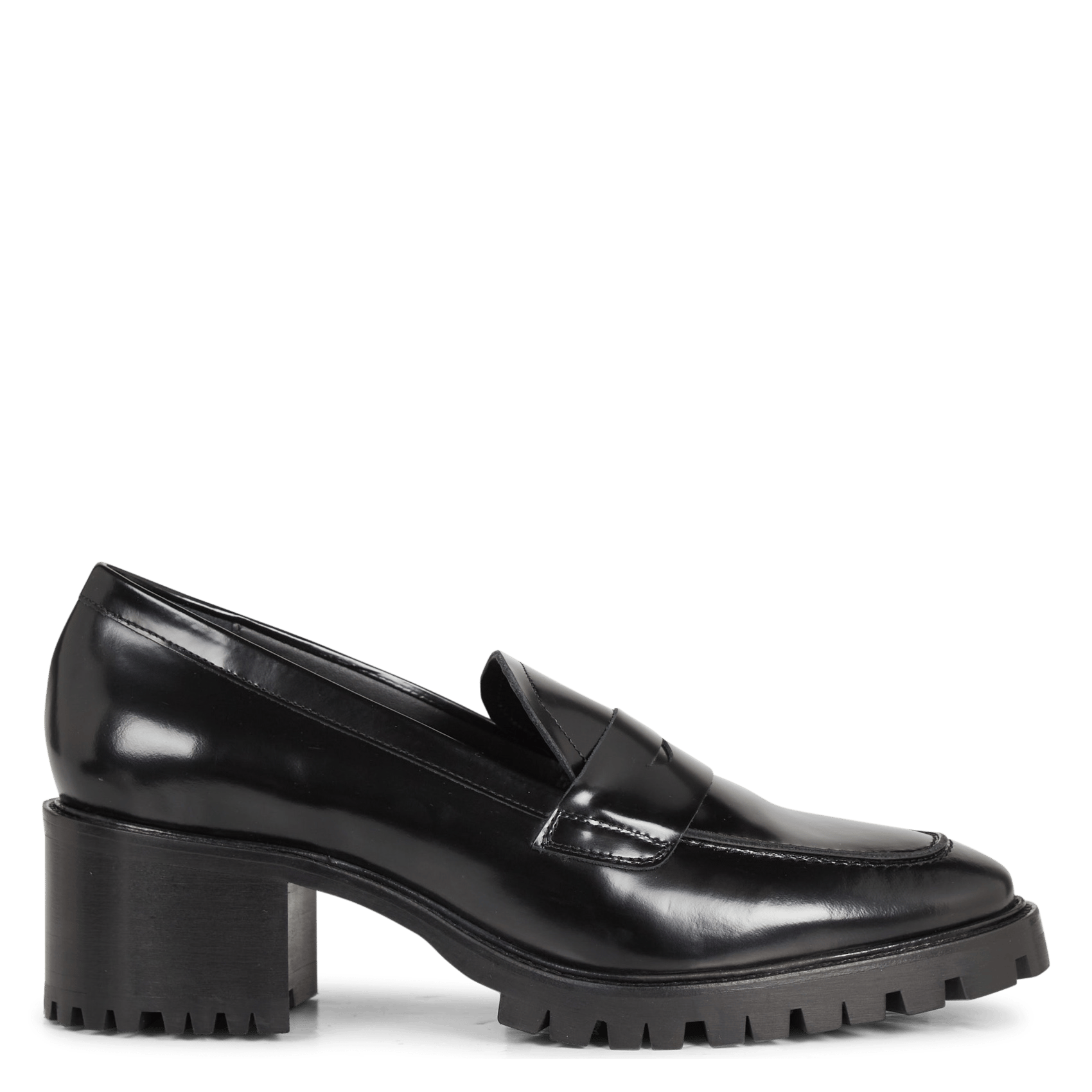 Glanzende, Leren Loafers Met Hak Noir Rivecour - Dames | Place des Tendances