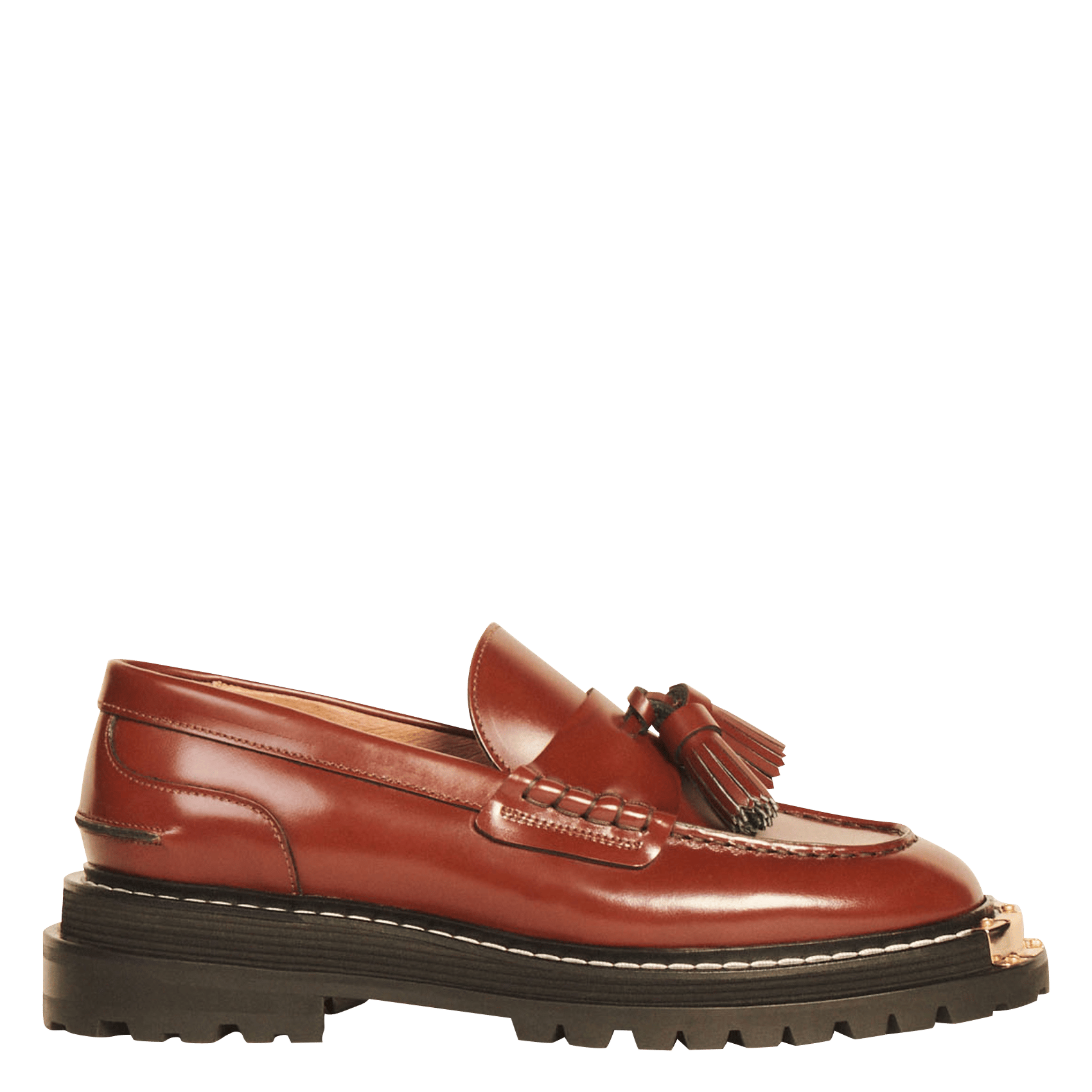 Leren Loafers Met Dikke Zool Marron Sandro - Dames | Place des Tendances