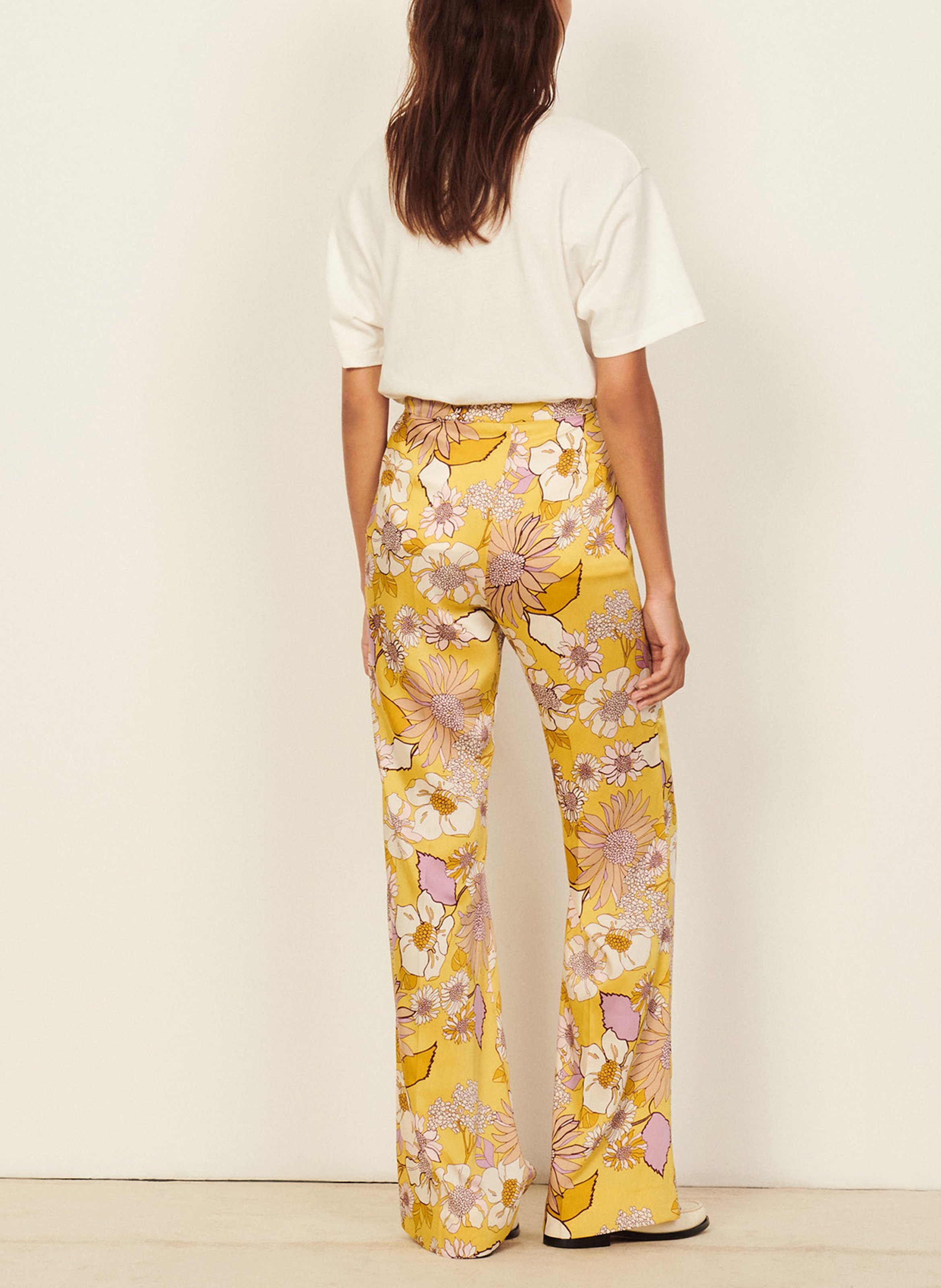 Sale Wijde Broek Met Hoge Taille En Print Jaune / Lilas Sandro - Dames |  Place des Tendances