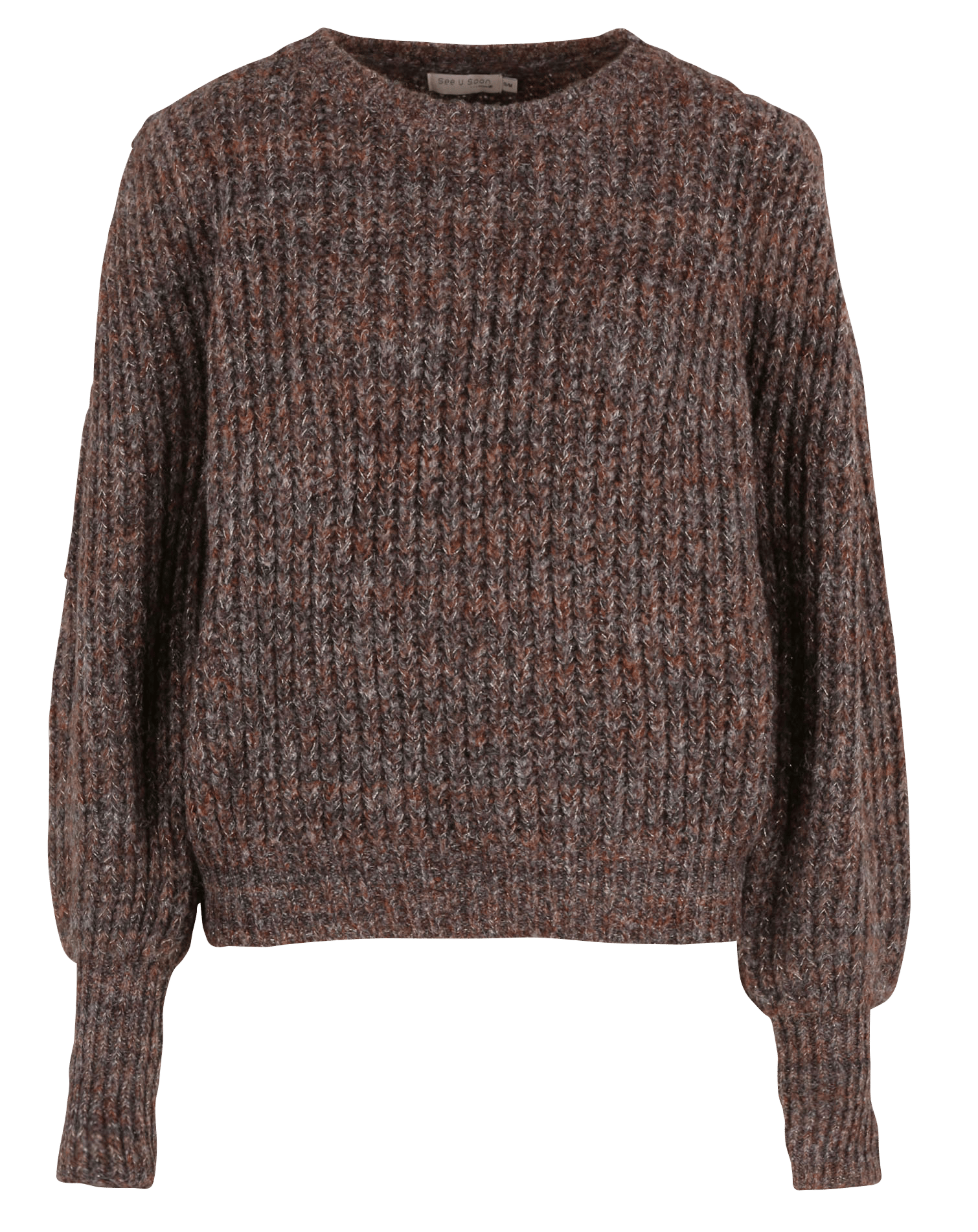 Gebreide Trui Met Ronde Hals Materiaalblend Met Glansdraad Brown See U Soon  - Dames | Place des Tendances
