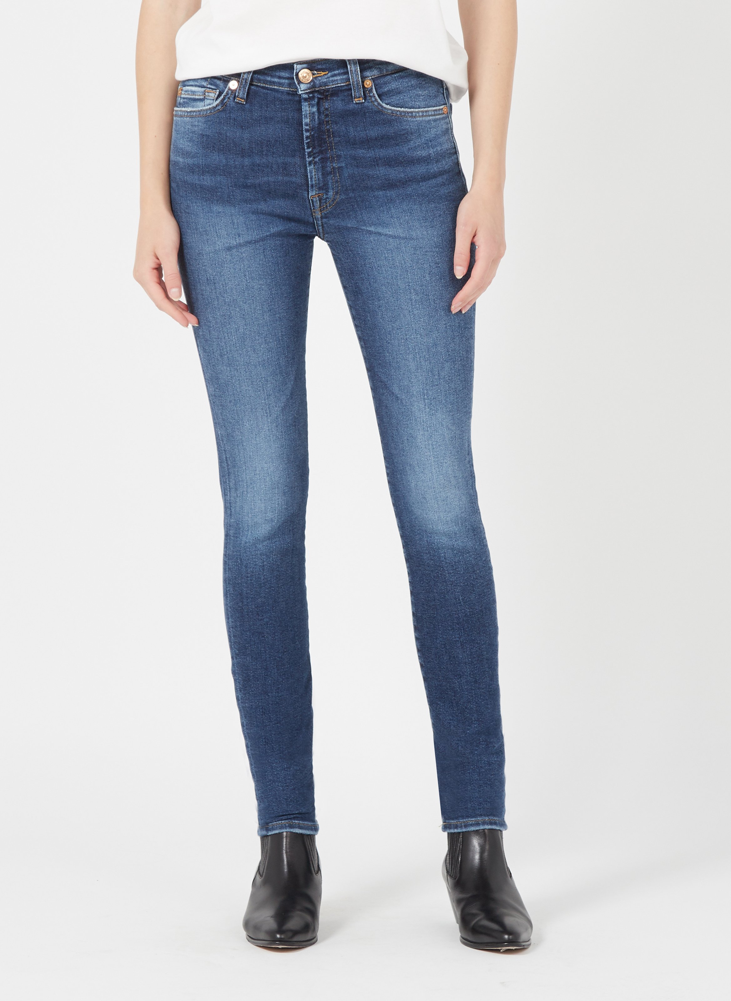 Skinny Jeans Met Hoge Taille Mid Blue 7 For All Mankind - Dames | Place des  Tendances