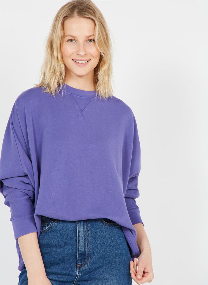 STELLA FOREST Ruimvallende, katoenen sweater met ronde hals | Violet