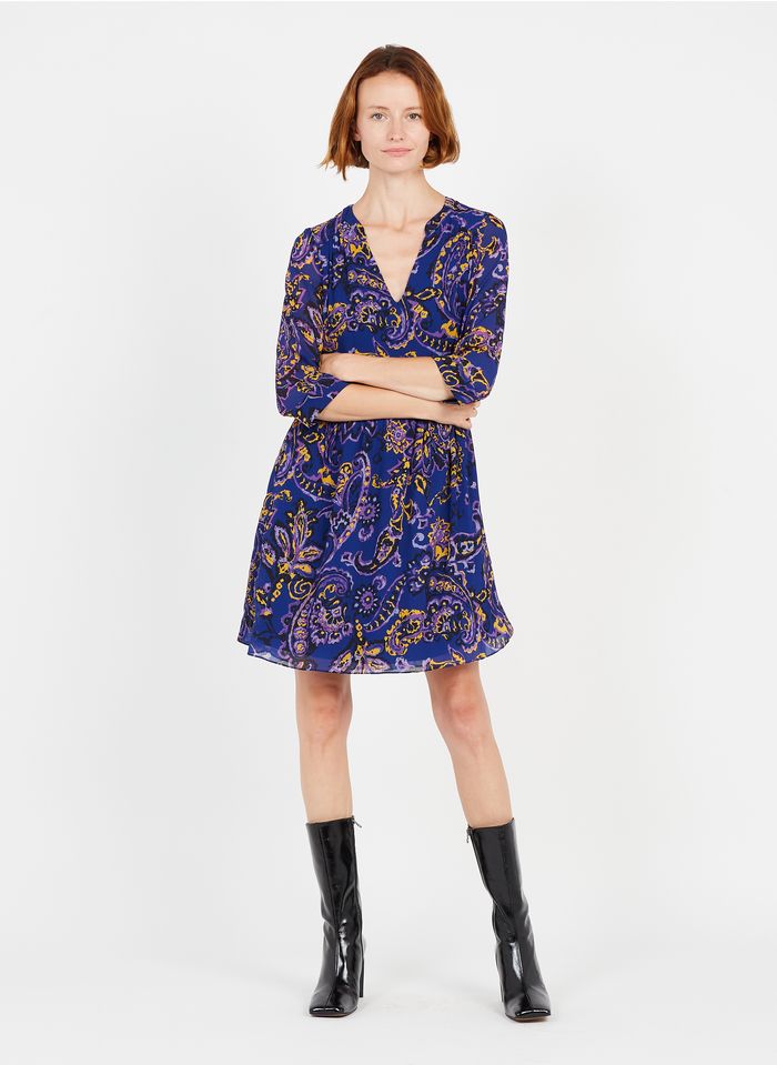 SUD EXPRESS Korte jurk met Tunesische hals en print Violet