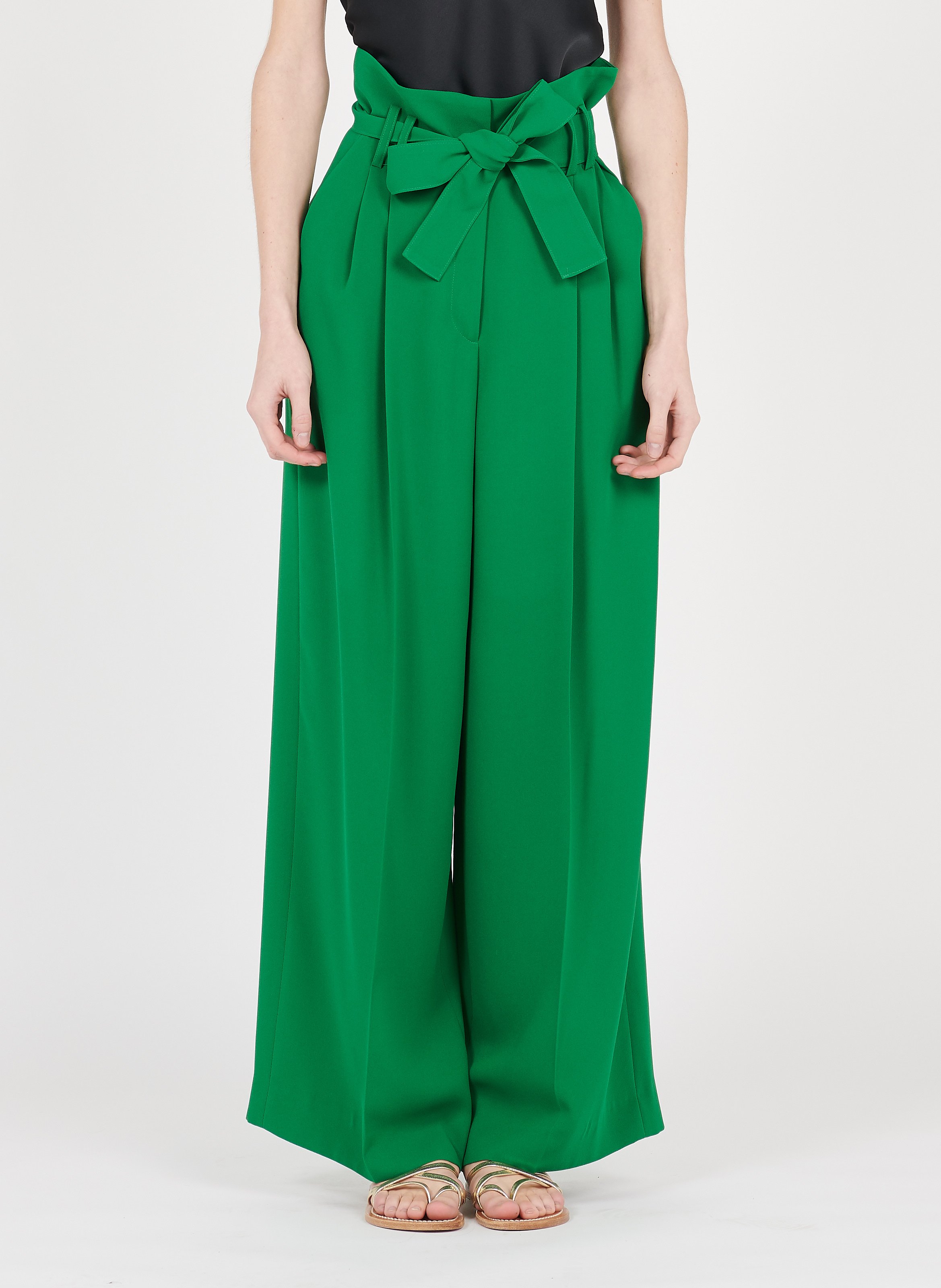 Wijde Broek Met Hoge Taille En Ceintuur Emeraude Tara Jarmon - Dames |  Place des Tendances