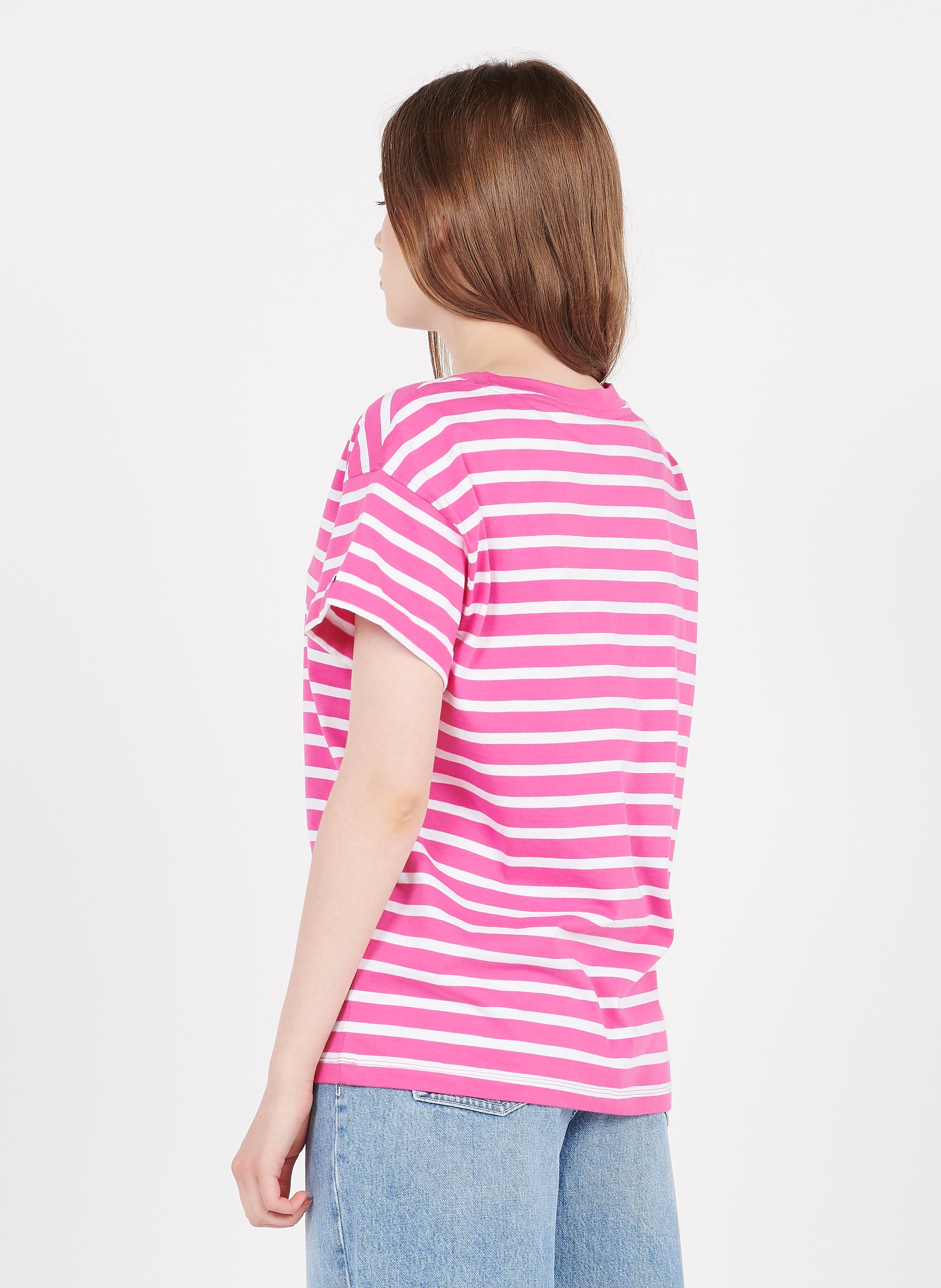 Sale Gestreept T-shirt Van Biologisch Katoen Met Ronde Hals Pink Tommy  Hilfiger - Dames | Place des Tendances