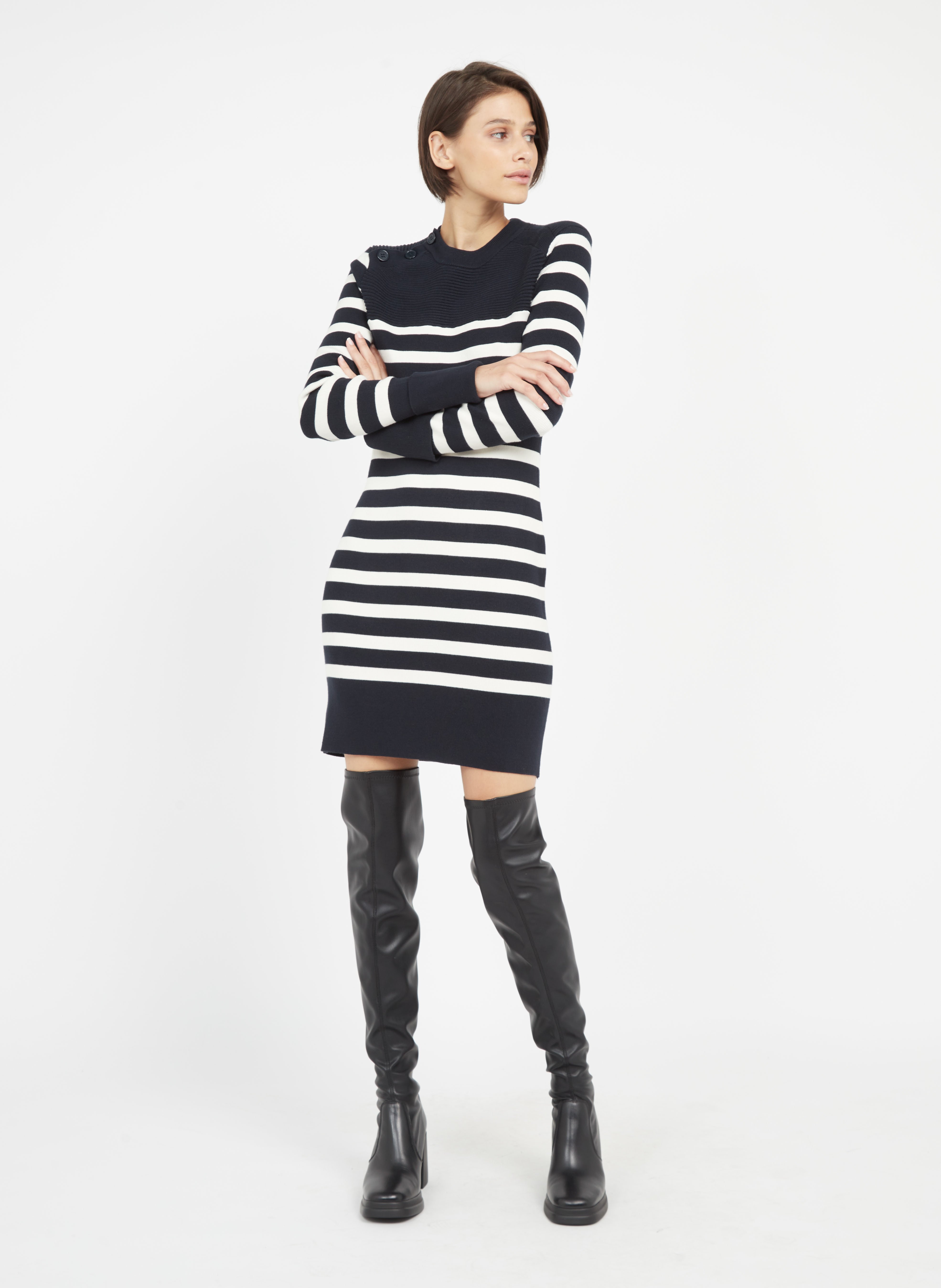 Leren Overknee-laarzen Met Hak Noir Jonak - Dames | Place des Tendances