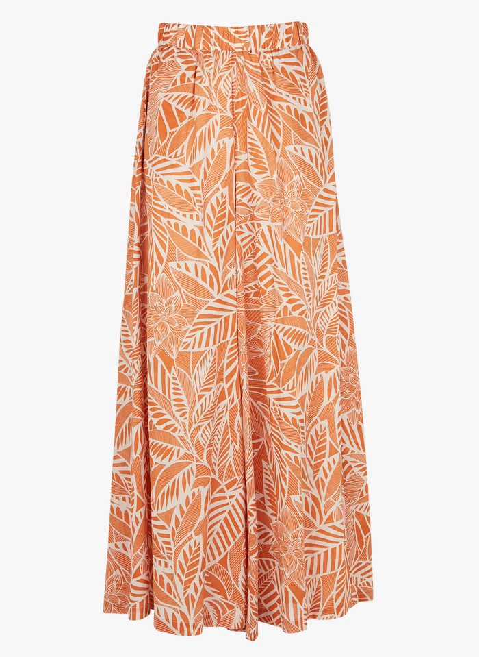 TWINSET Wijde, katoenen broek met print | Oranje