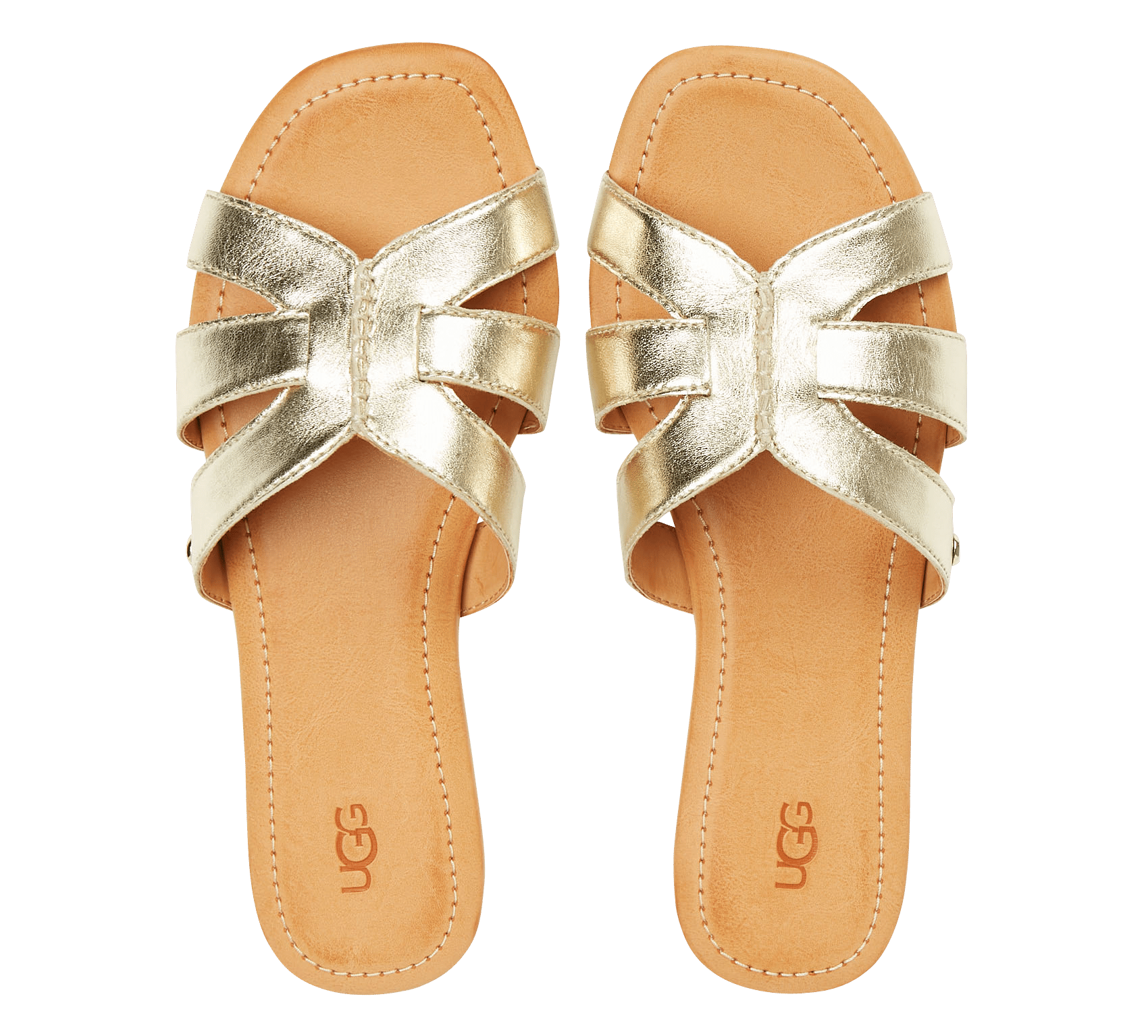 Leren Slippers Gold Metallic Ugg - Dames | Place des Tendances