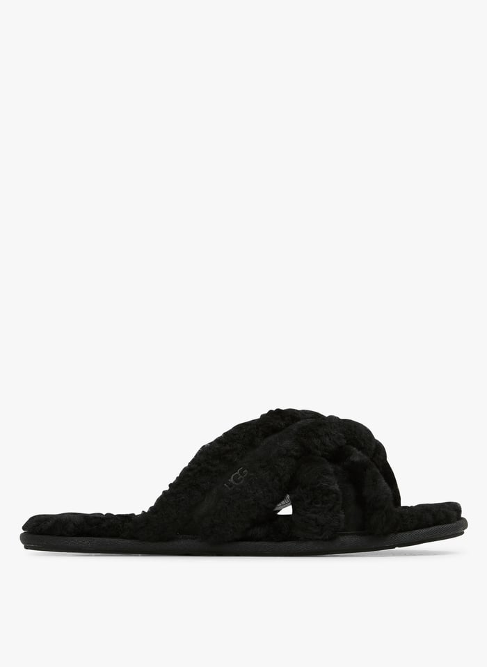Slippers met bont zwart sales