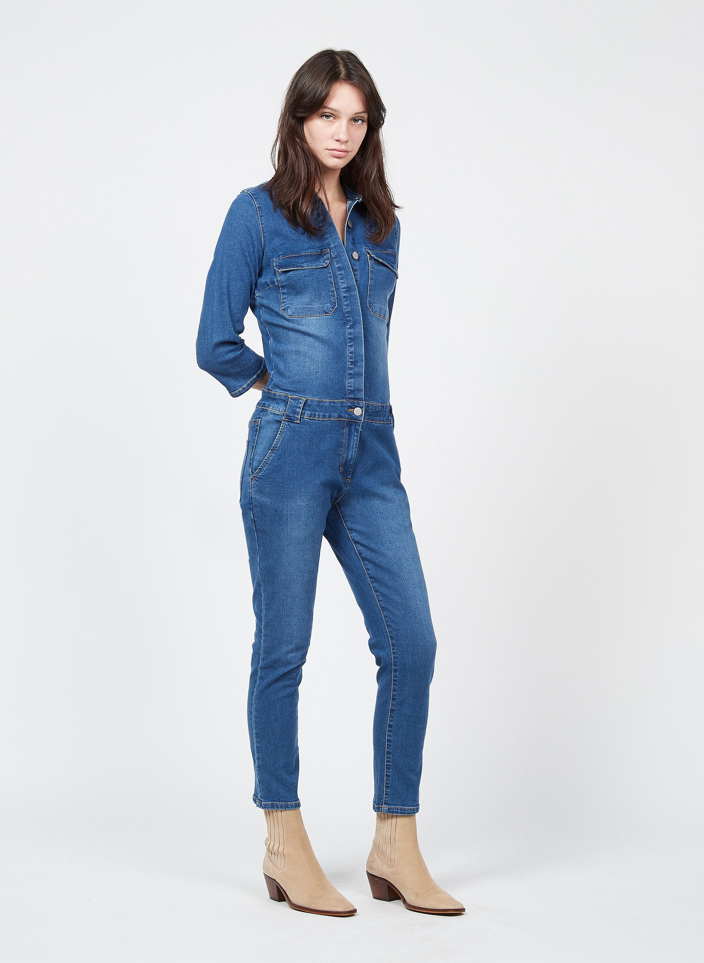 Jumpsuit Van Spijkerstof Medium Blue Denim Vila Dames Place des