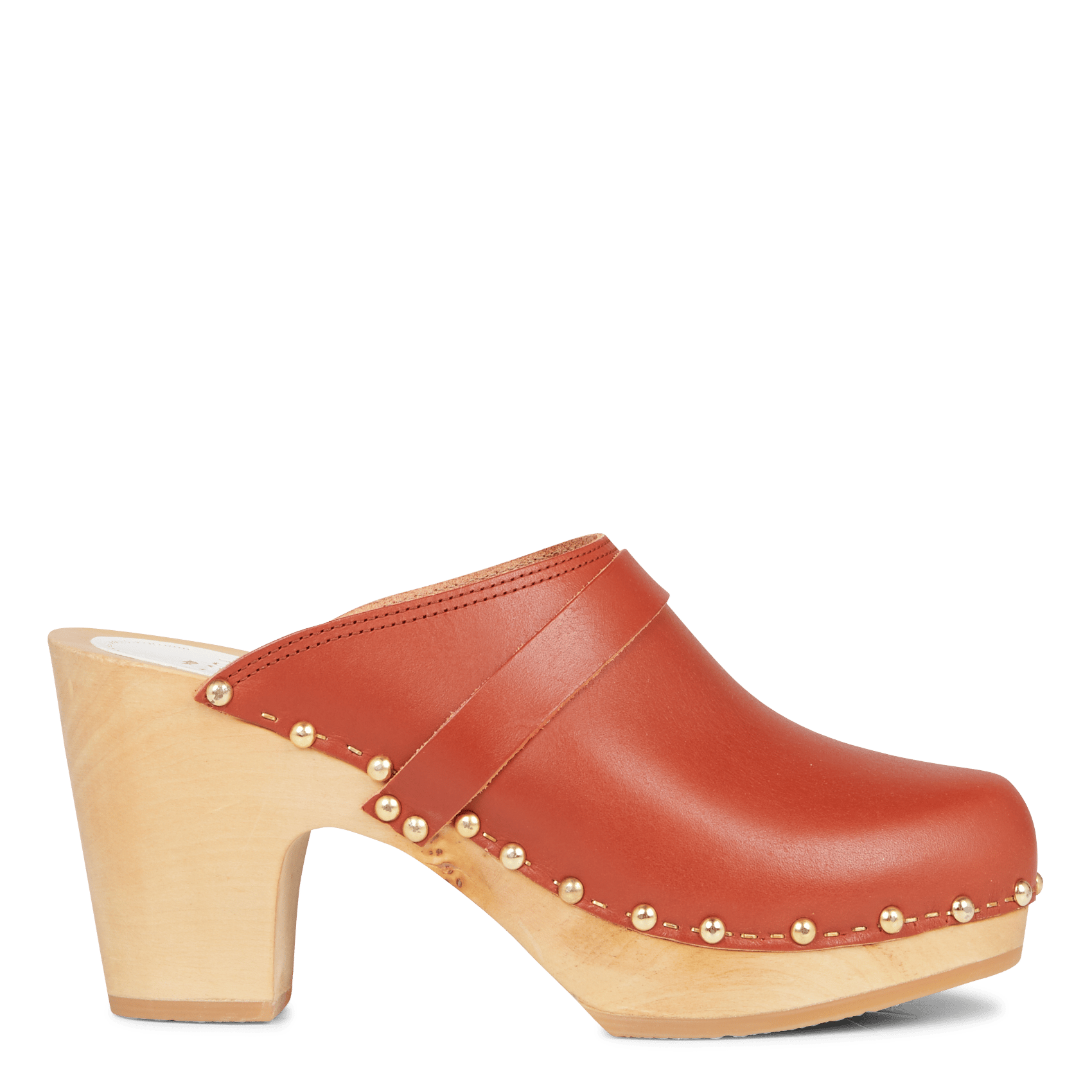 Sale Leren Klompen Met Hak Brique Youyou - Dames | Place des Tendances