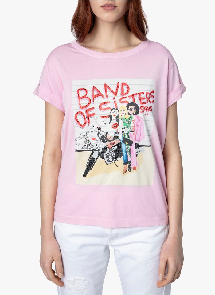 ZADIG&VOLTAIRE Katoenen T-shirt met ronde hals en print | Roze