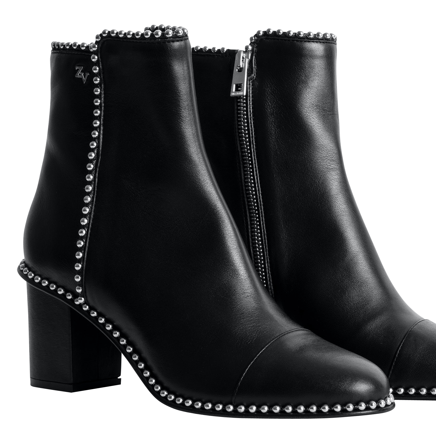 Leren Enkellaarzen Met Hak En Studs Noir Zadig\u0026voltaire - Dames | Place des  Tendances
