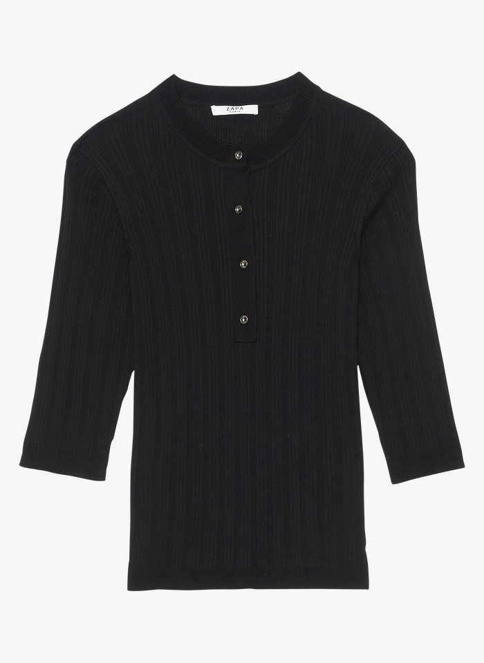 ZAPA Gebreide trui met ajourmotief | Zwart
